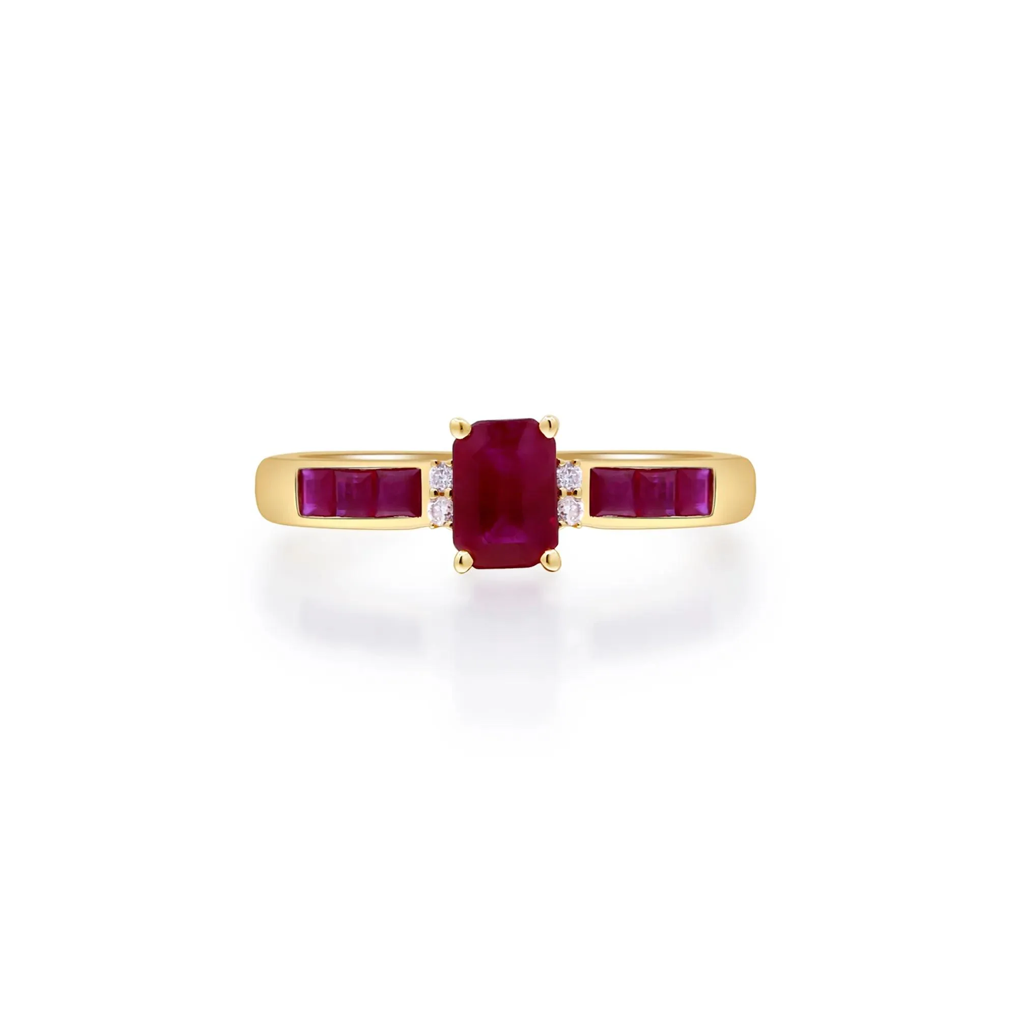 Ruby & Diamond Accent Ring 10K Yellow Gold Size 6 2mm