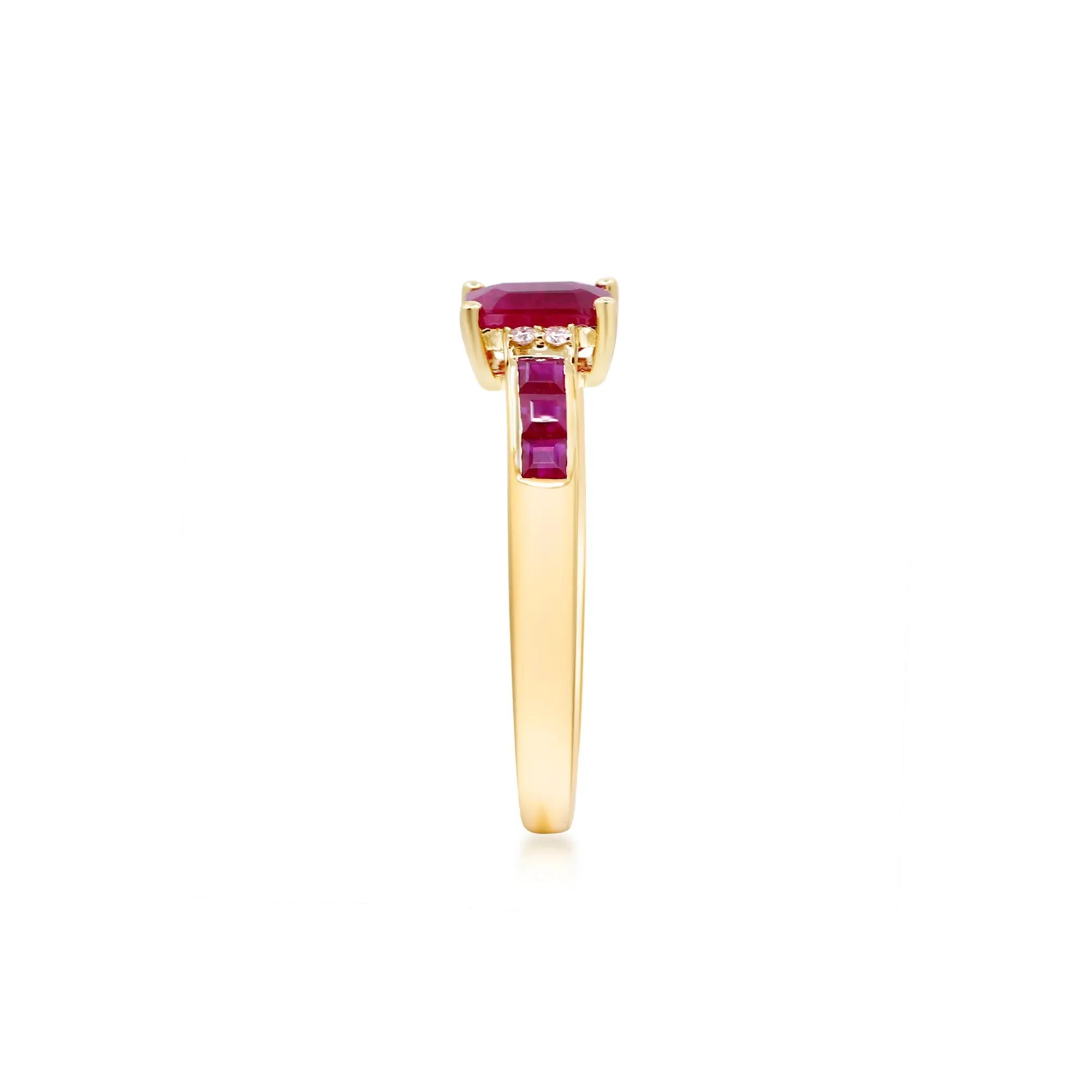 Ruby & Diamond Accent Ring 10K Yellow Gold Size 6 2mm - Image 3