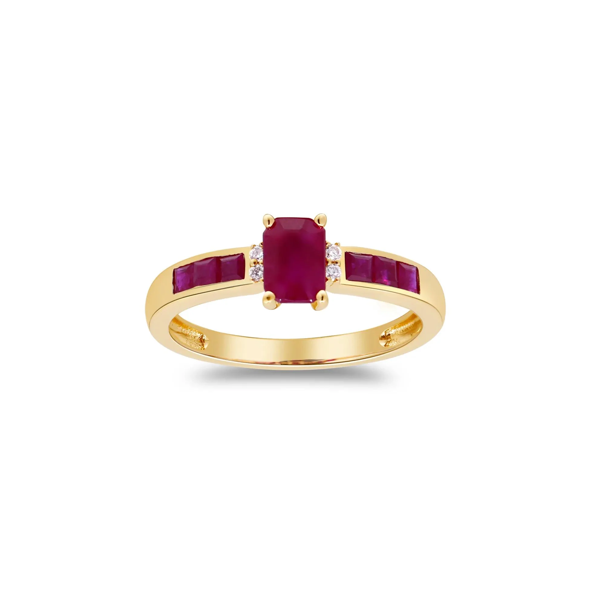 Ruby & Diamond Accent Ring 10K Yellow Gold Size 8 2mm - Image 4