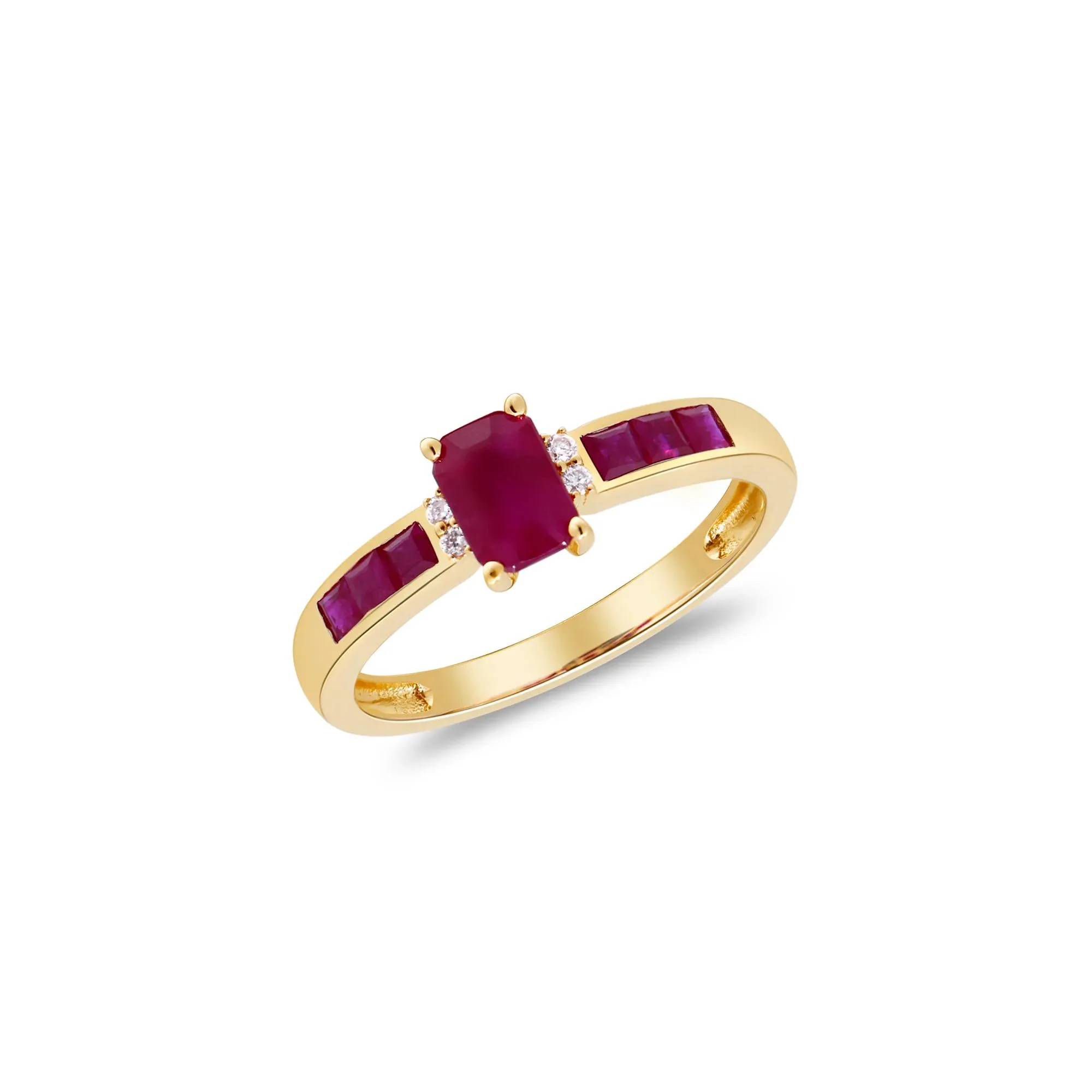 Ruby & Diamond Accent Ring 10K Yellow Gold Size 8.5 2mm - Image 5