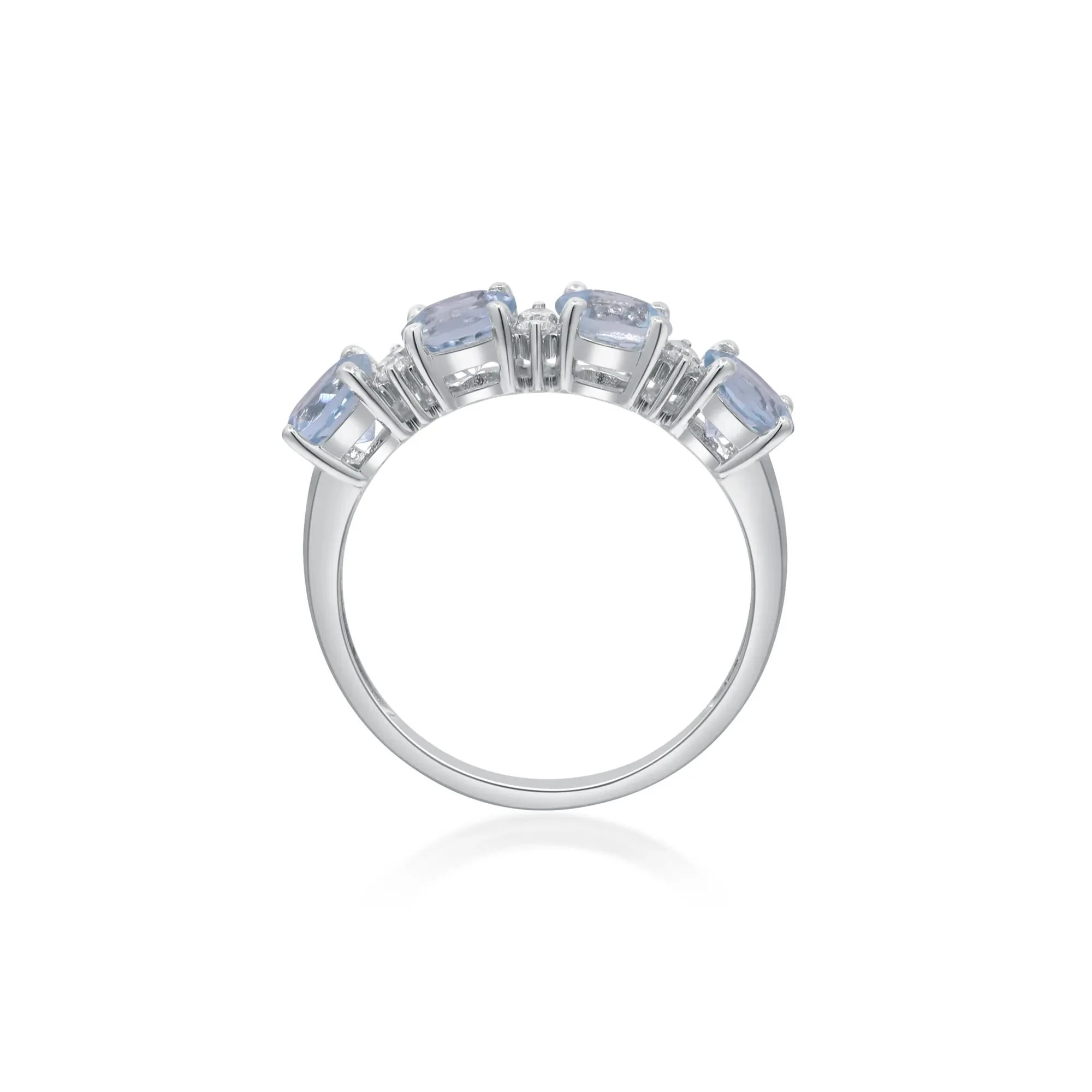 1/10 CT. Tw. Aquamarine & Diamond Ring 10K White Gold Round Brilliant Cut Size 7 2mm - Image 2
