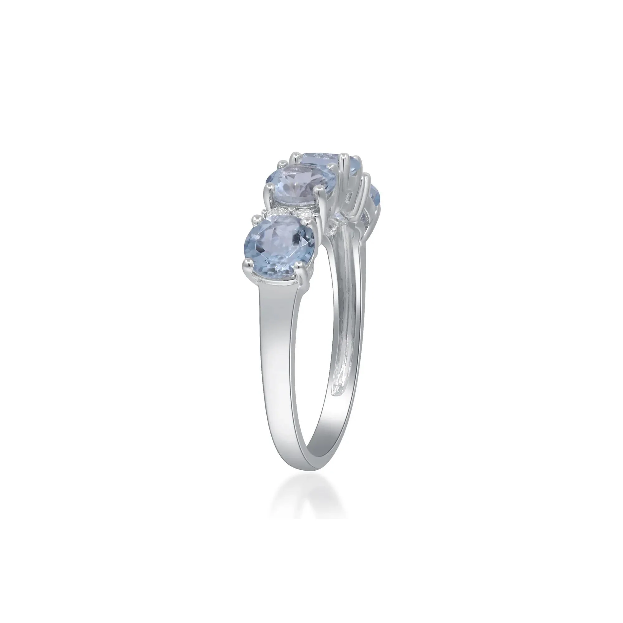 1/10 CT. Tw. Aquamarine & Diamond Ring 10K White Gold Round Brilliant Cut Size 8 2mm - Image 3