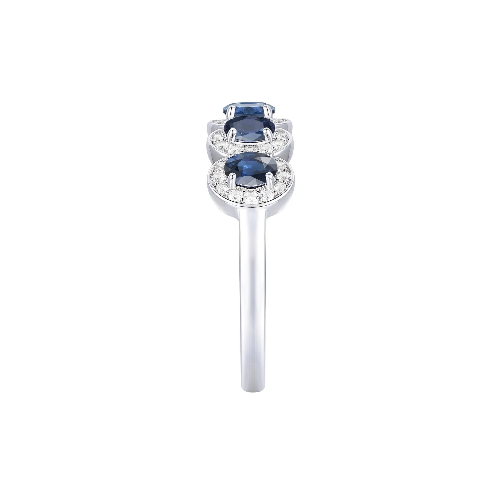 1/4 CT. Tw. Blue Sapphire & Diamond Ring 14K White Gold Size 8 1mm - Image 3