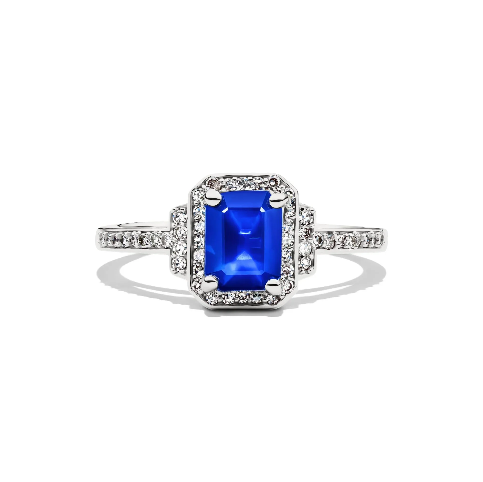 1/5 CT. Tw. Sapphire & Diamond Ring 10K White Gold Size 6.5