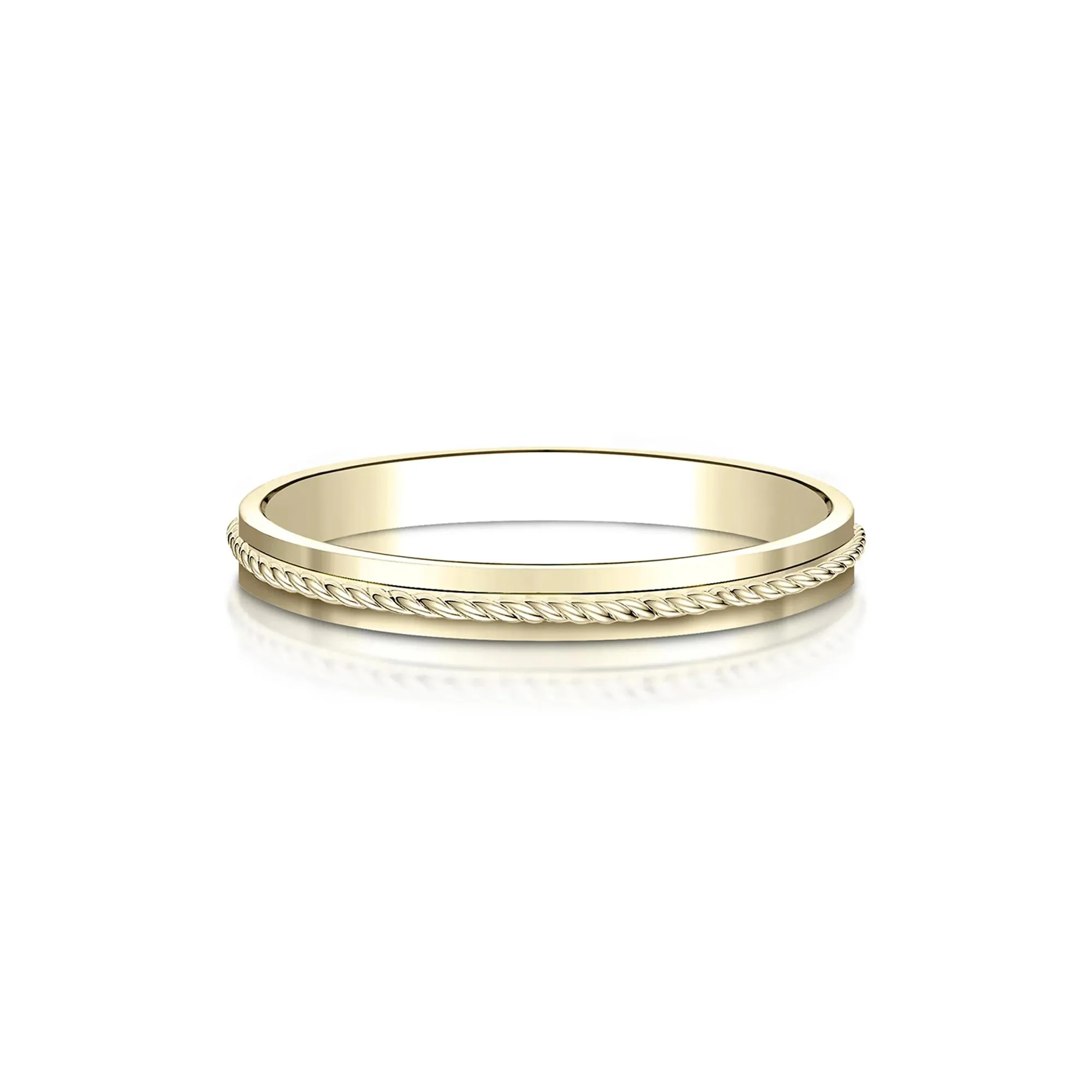 Rope Wedding Band Ring 14K Yellow Gold Size 4 2mm