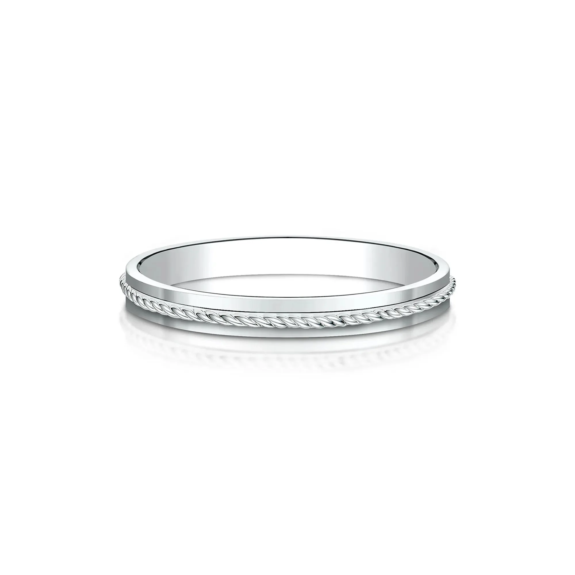 Rope Wedding Band Ring 14K White Gold Size 12 2mm