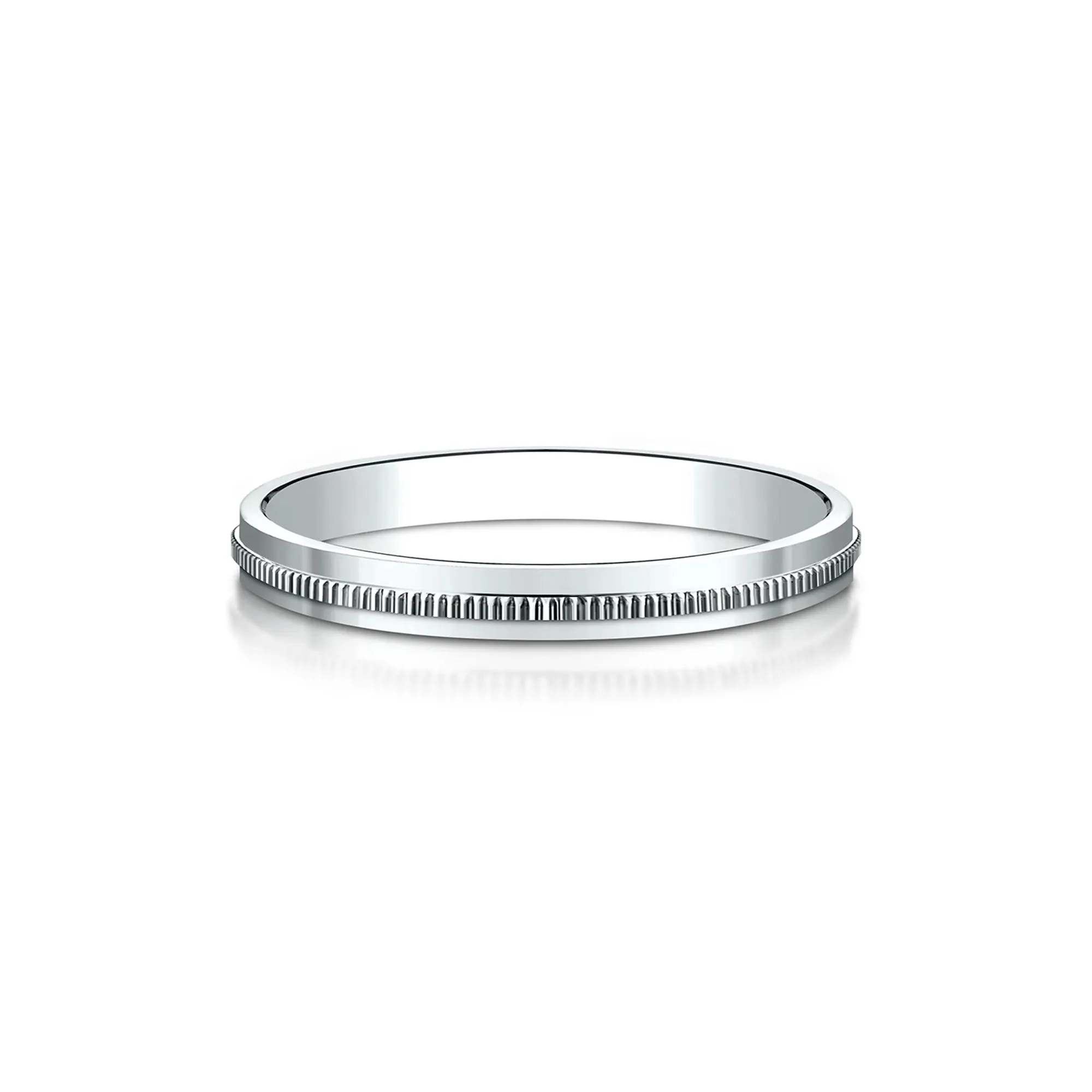 Milgrain Wedding Band Ring 14K White Gold Size 9.5 2mm
