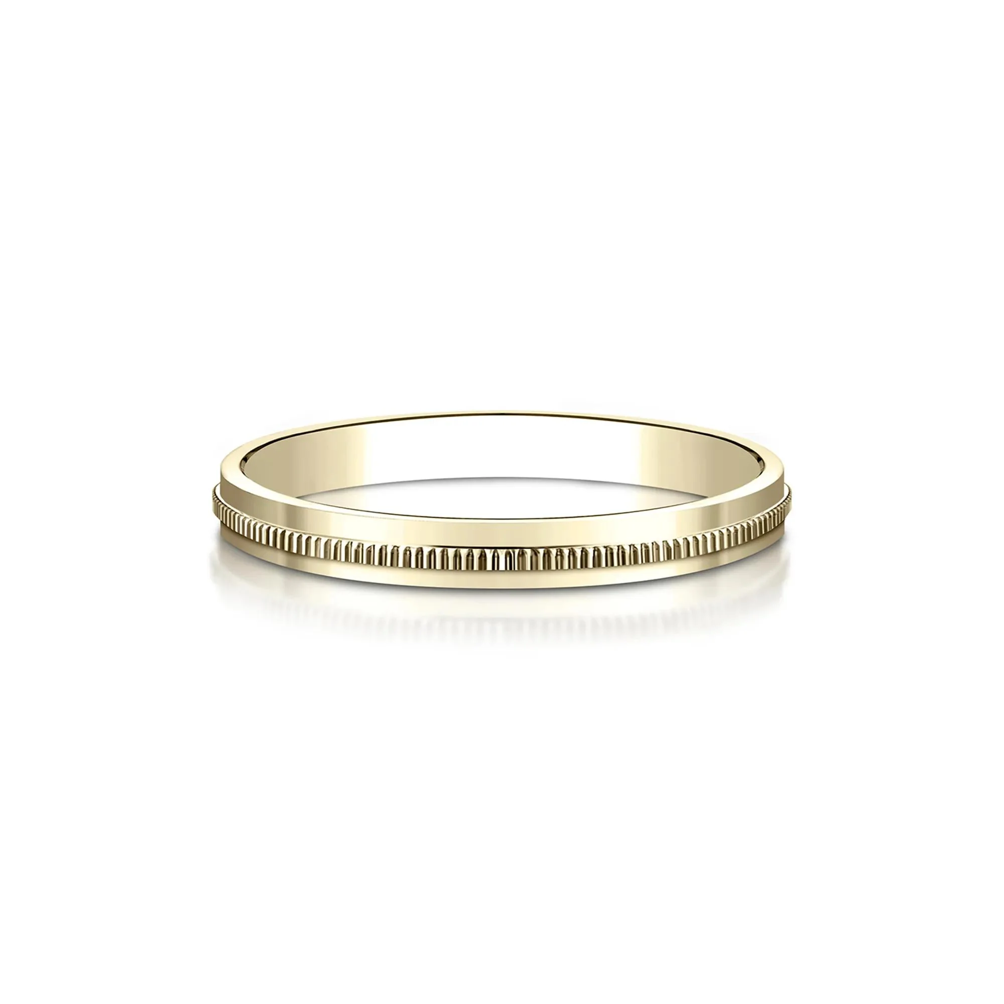 Milgrain Wedding Band Ring 14K Yellow Gold Size 7.5 2mm