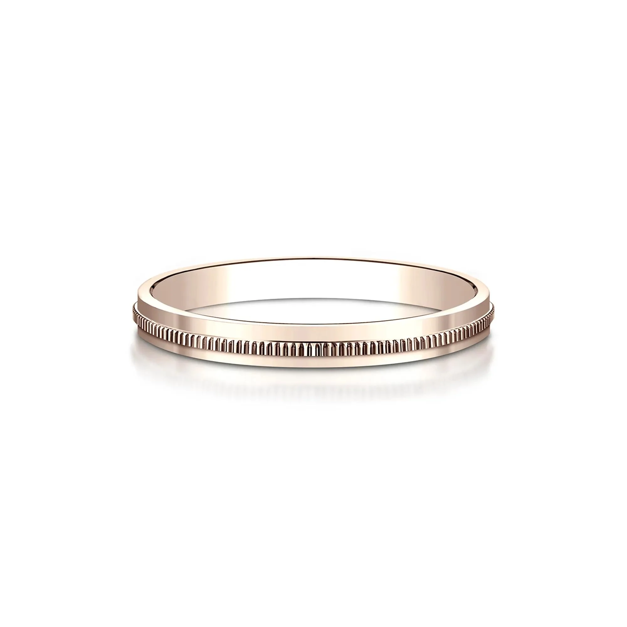 Milgrain Wedding Band Ring 14K Rose Gold Size 14 2mm