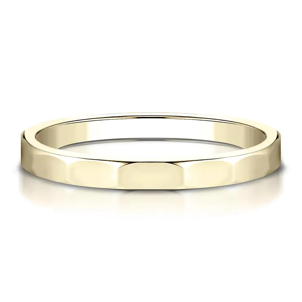 Faceted Wedding Band Ring 14K Yellow Gold Size 14 2mm