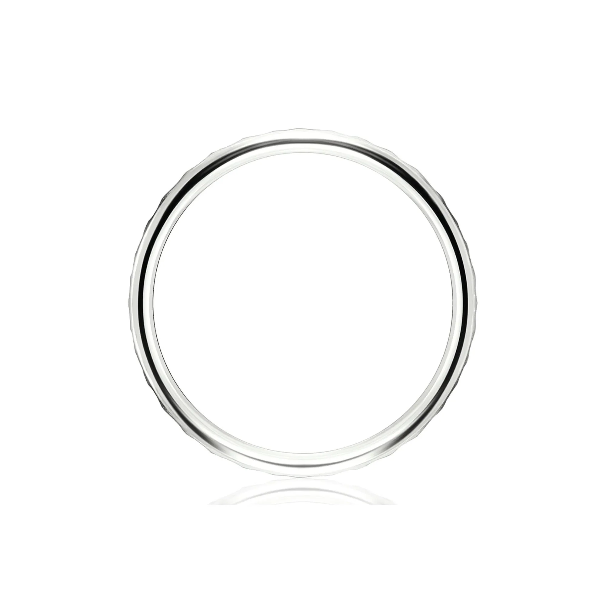 Faceted Wedding Band Ring 14K White Gold Size 10 2mm - Image 2