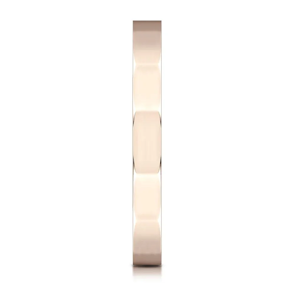 Faceted Wedding Band Ring 14K Rose Gold Size 5 2mm - Image 3