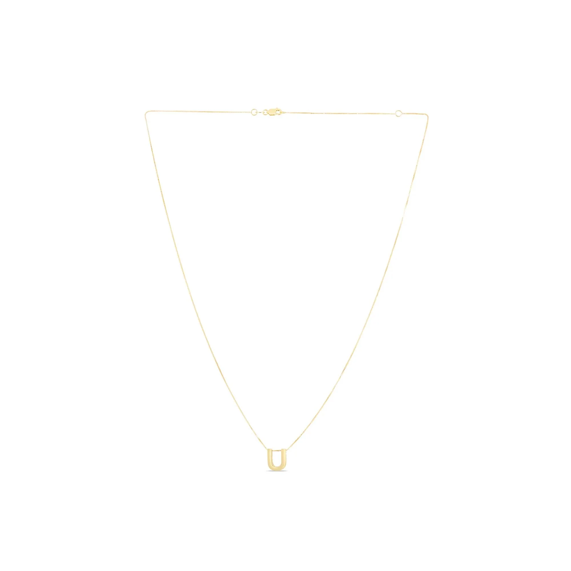 "u" Initial Necklace 14K Yellow Gold Size 18"