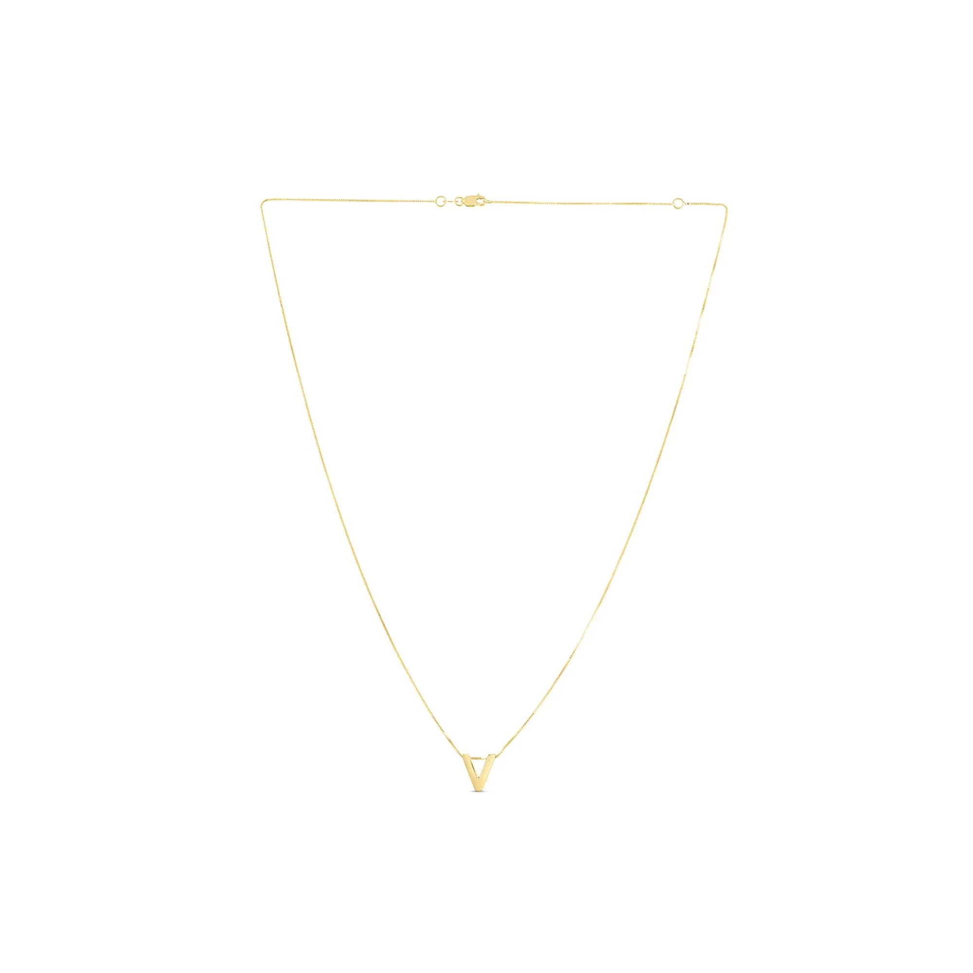 "v" Initial Necklace 14K Yellow Gold Size 18"