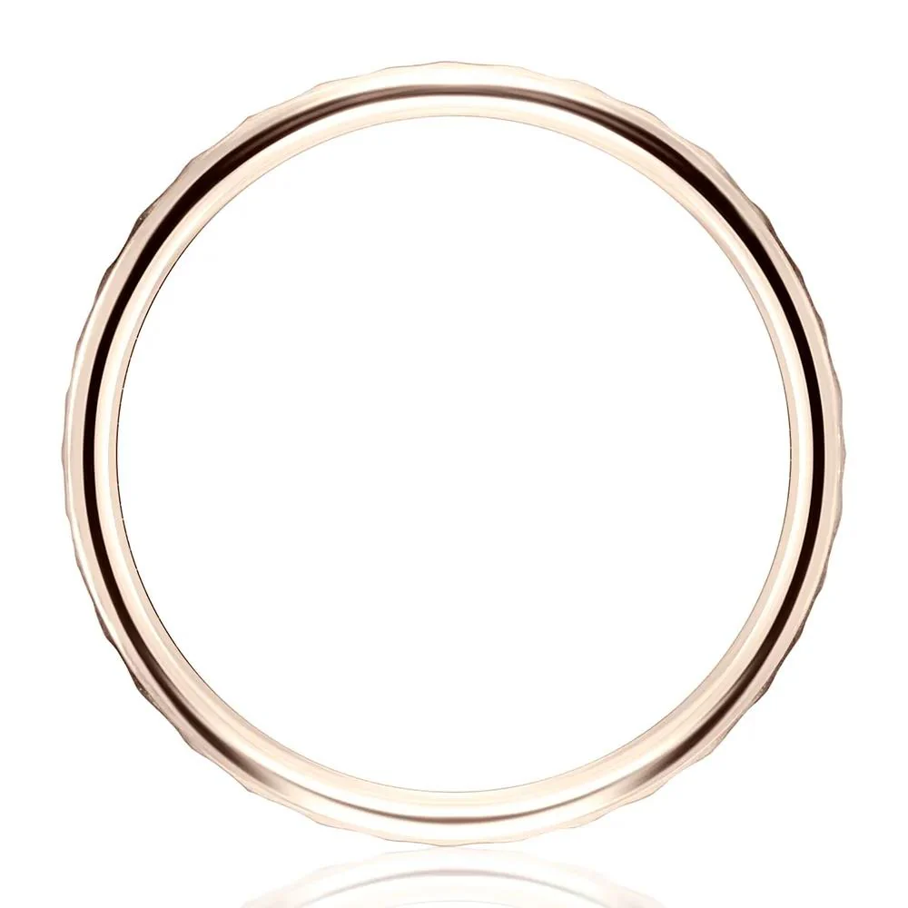 Faceted Wedding Band Ring 14K Rose Gold Size 9 2mm - Image 2