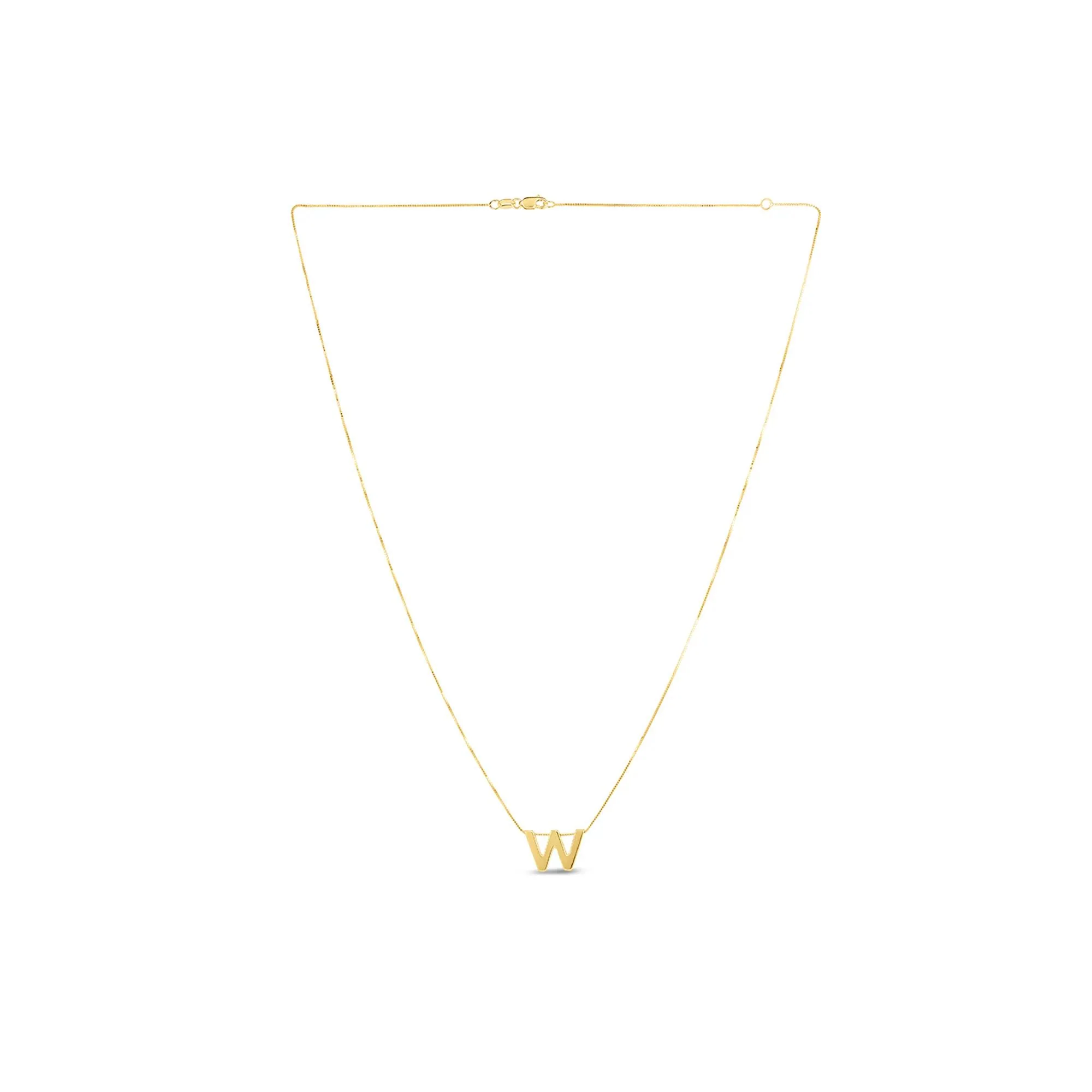 "w" Initial Necklace 14K Yellow Gold Size 18"