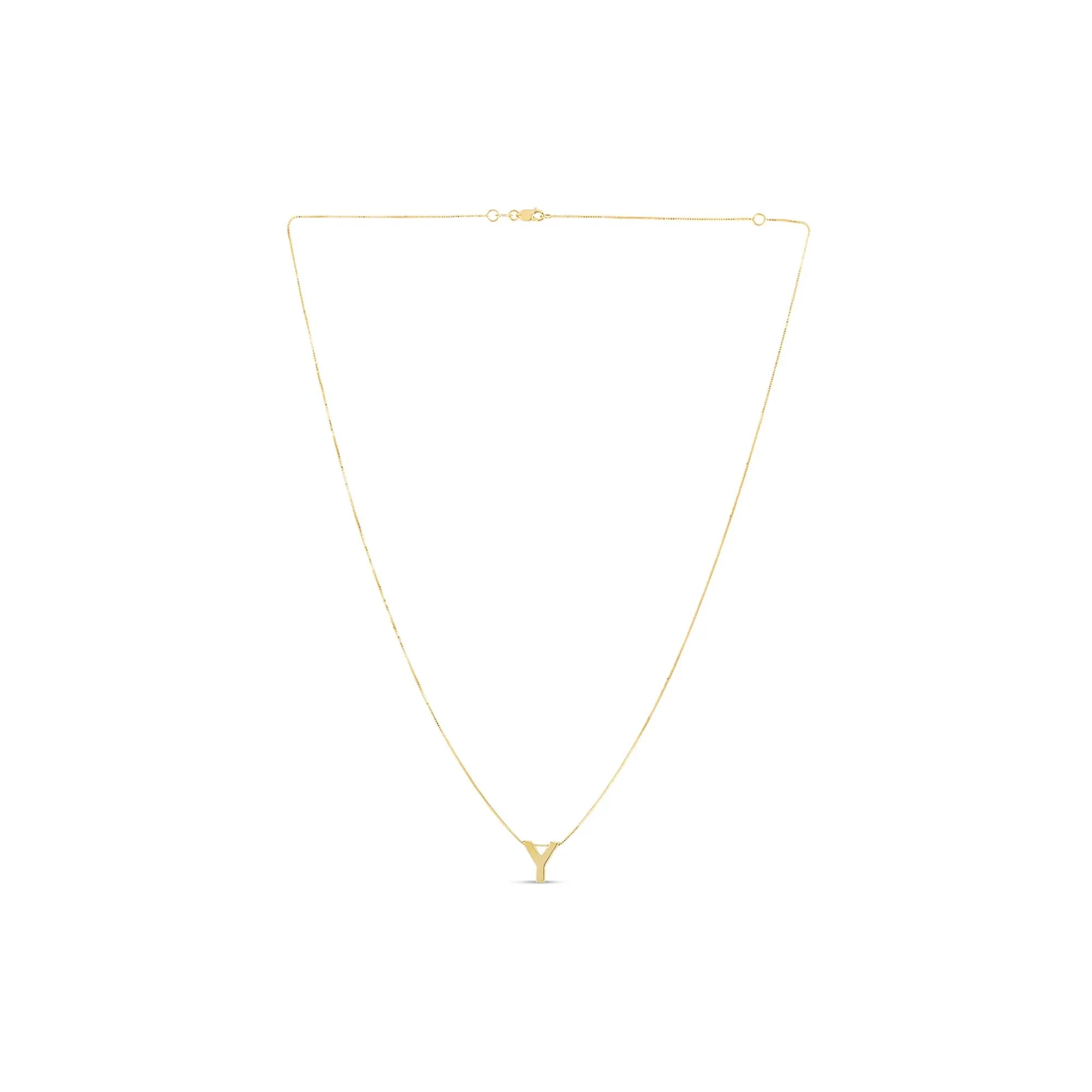 "y" Initial Necklace 14K Yellow Gold Size 18"