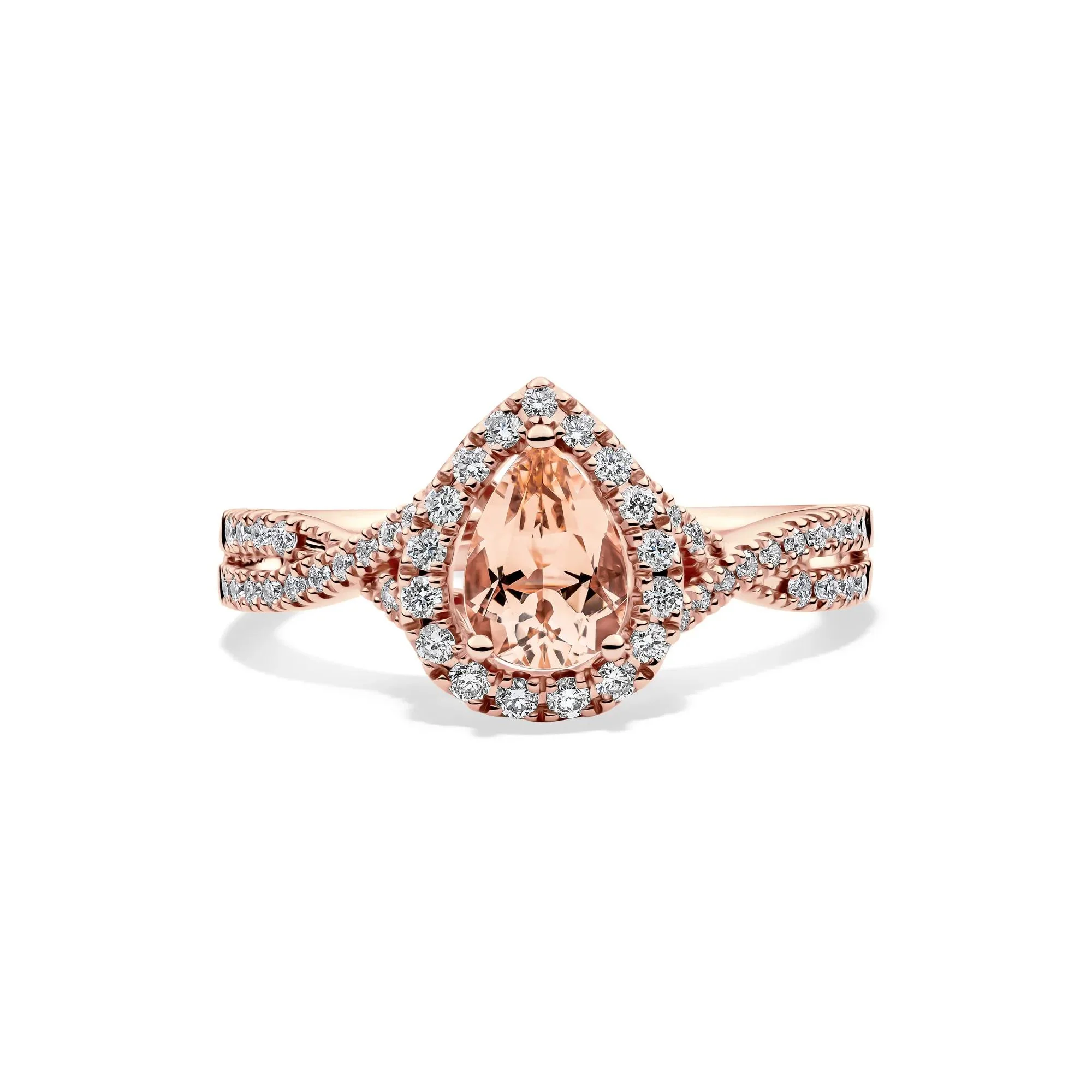 1/3 CT. Tw. Pear-Shaped Morganite & Diamond Ring 10K Rose Gold Size 6