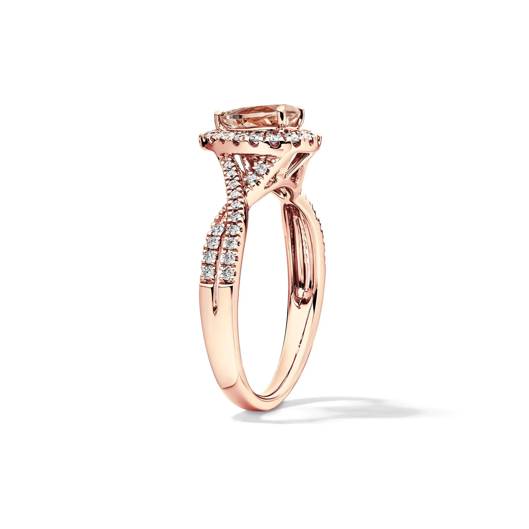 1/3 CT. Tw. Pear-Shaped Morganite & Diamond Ring 10K Rose Gold Size 6.5 - Image 3