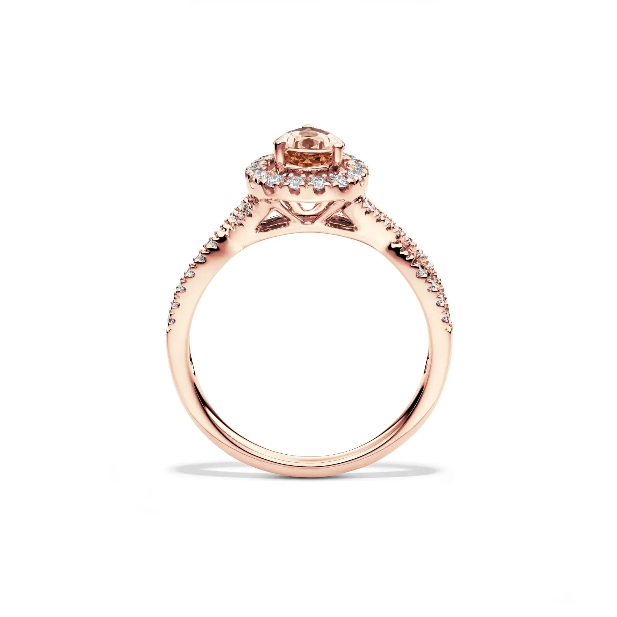 1/3 CT. Tw. Pear-Shaped Morganite & Diamond Ring 10K Rose Gold Size 7.5 - Image 2