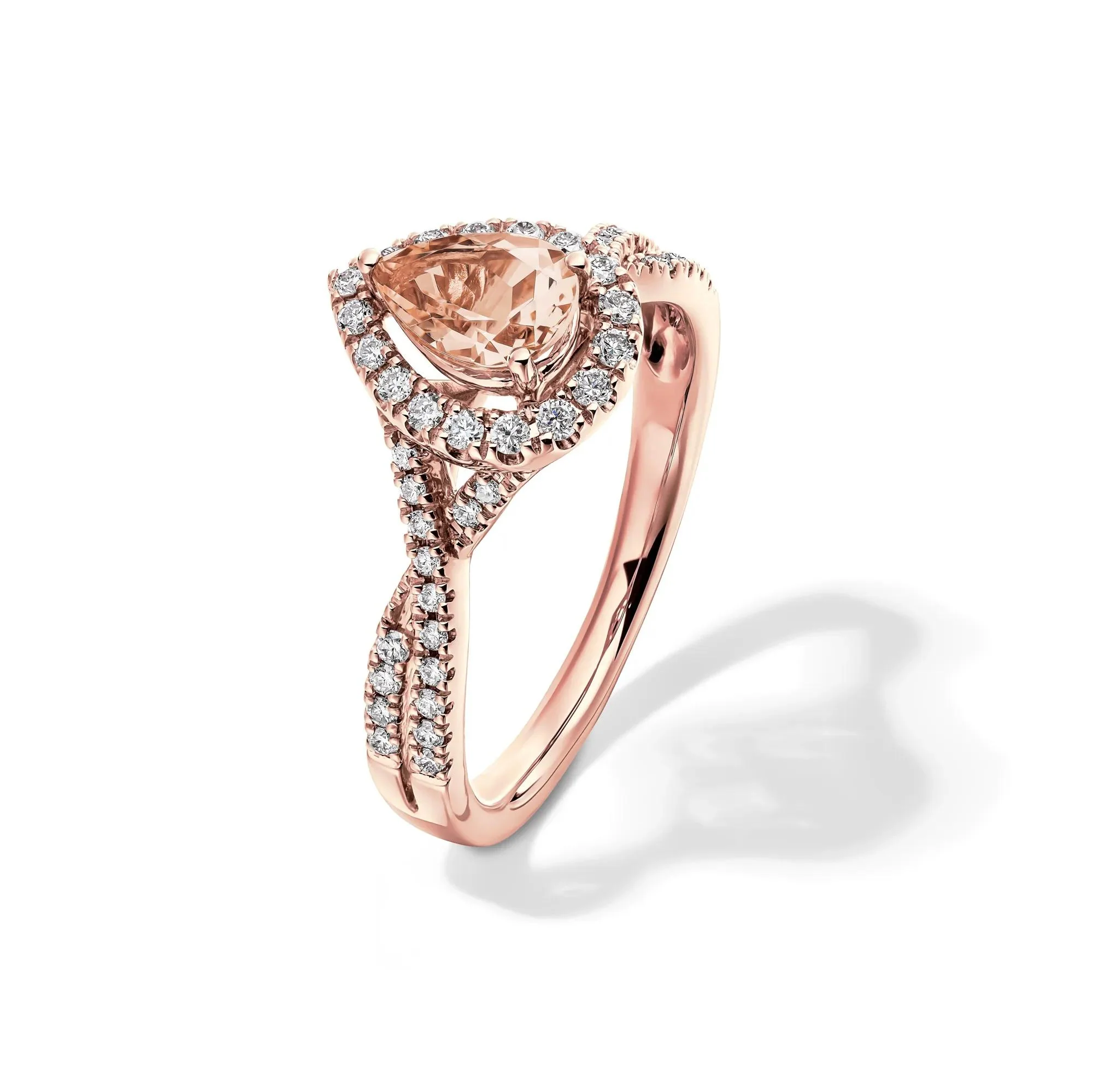 1/3 CT. Tw. Pear-Shaped Morganite & Diamond Ring 10K Rose Gold Size 7.5 - Image 4