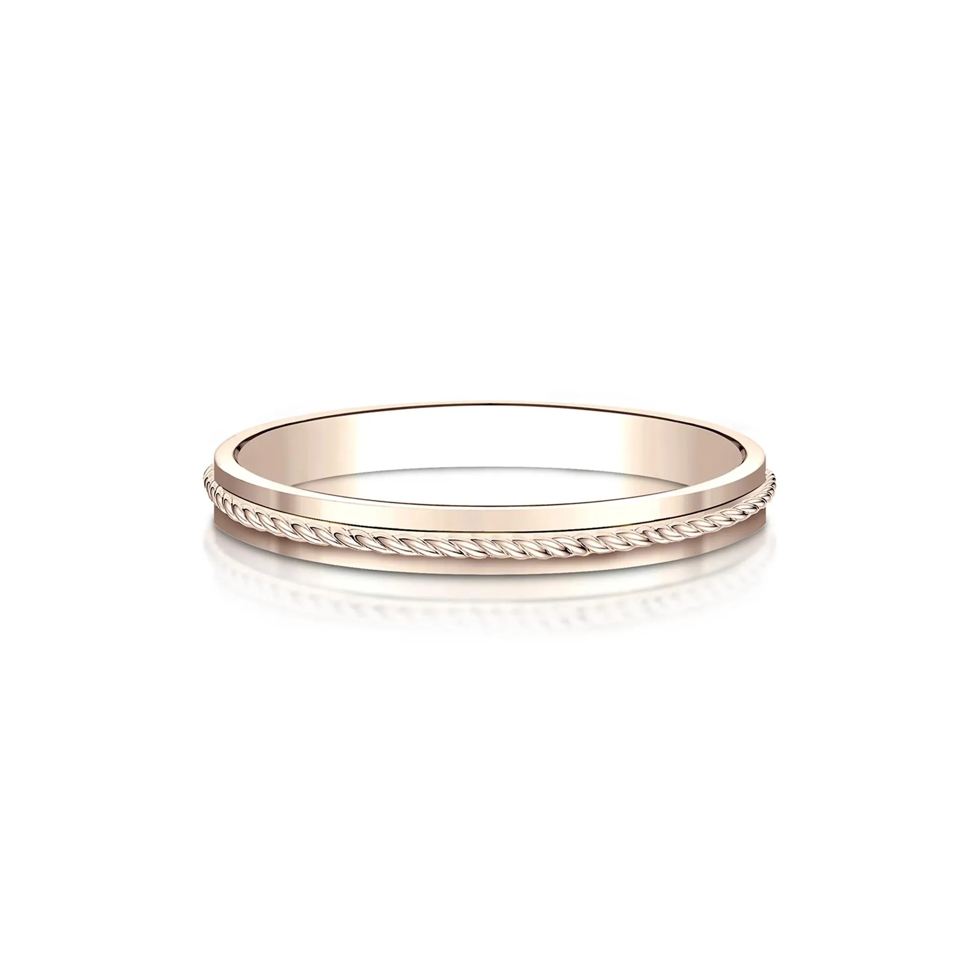 Rope Wedding Band Ring 14K Rose Gold Size 5 2mm
