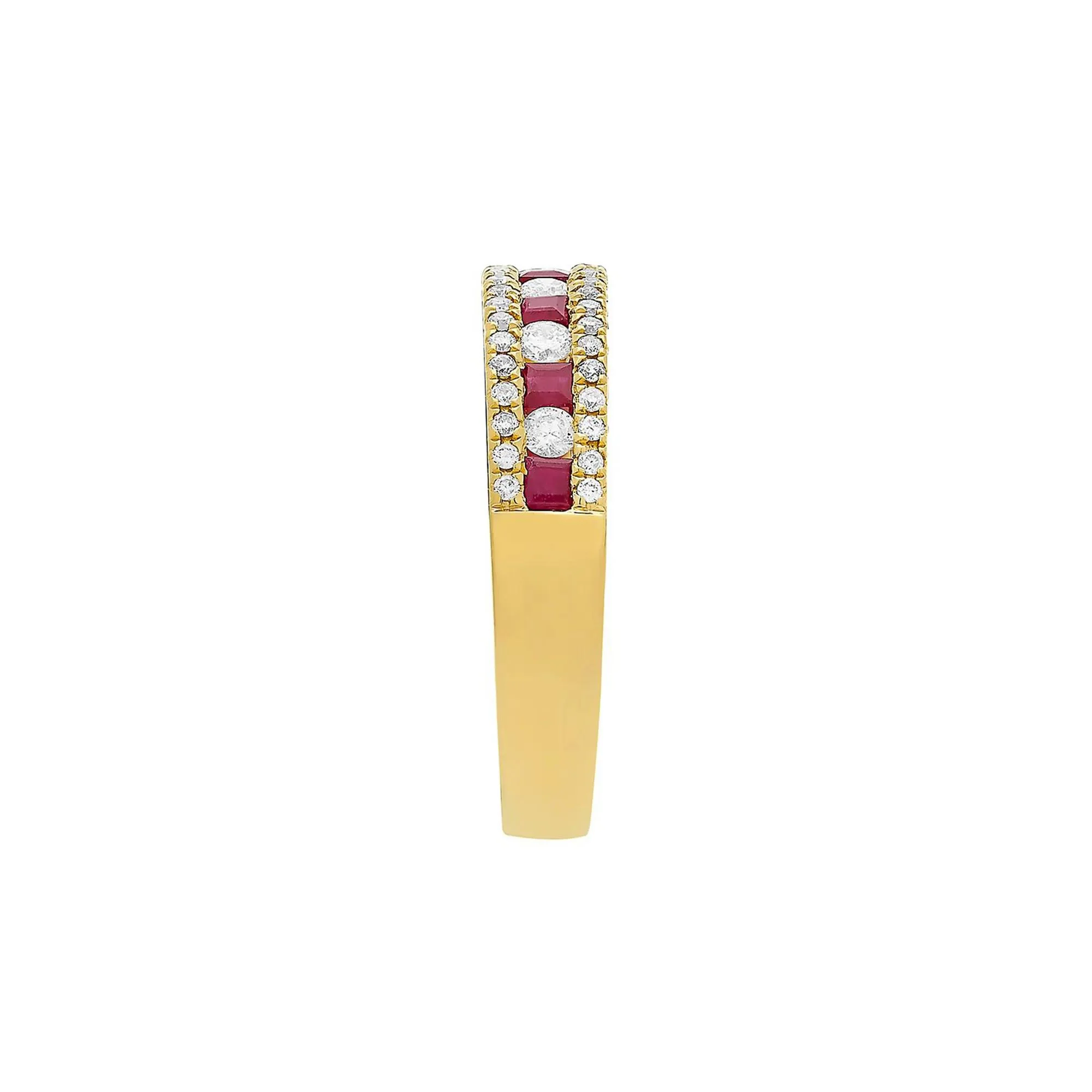 1/3 CT. Tw. Ruby & Diamond Band Ring 10K Yellow Gold Round Brilliant Cut Size 5.5 - Image 3