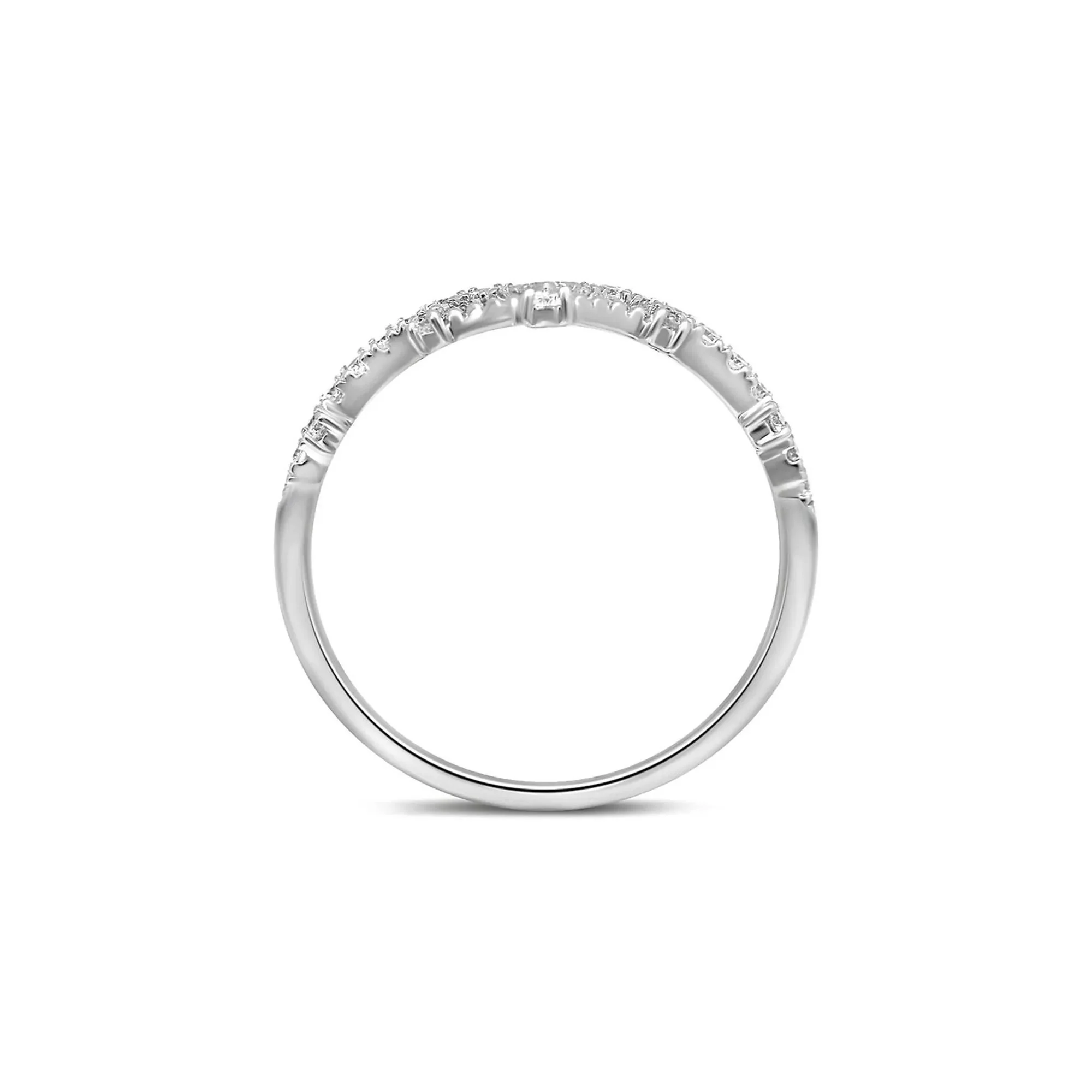 1/5 CT. Tw. Diamond Contour Ring 10K White Gold Round Brilliant Cut Size 6 2mm - Image 2