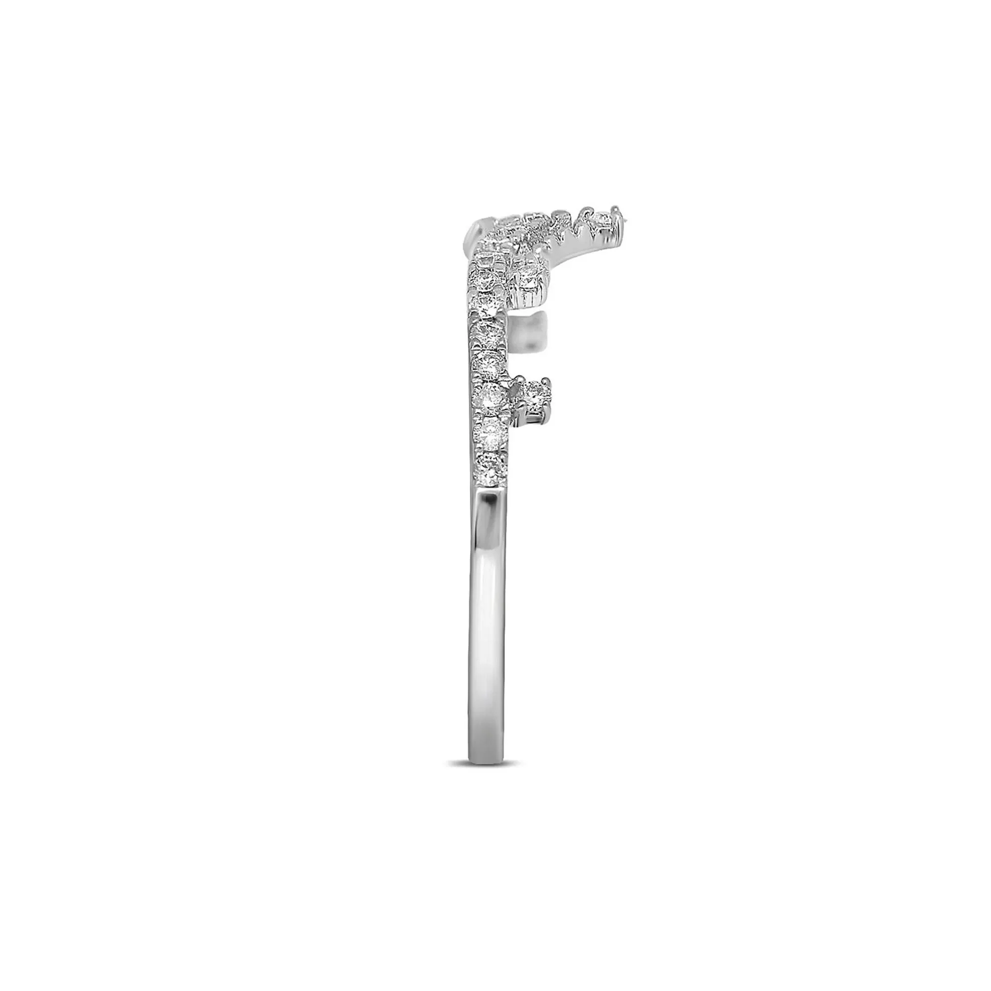 1/5 CT. Tw. Diamond Contour Ring 10K White Gold Round Brilliant Cut Size 7.5 2mm - Image 3