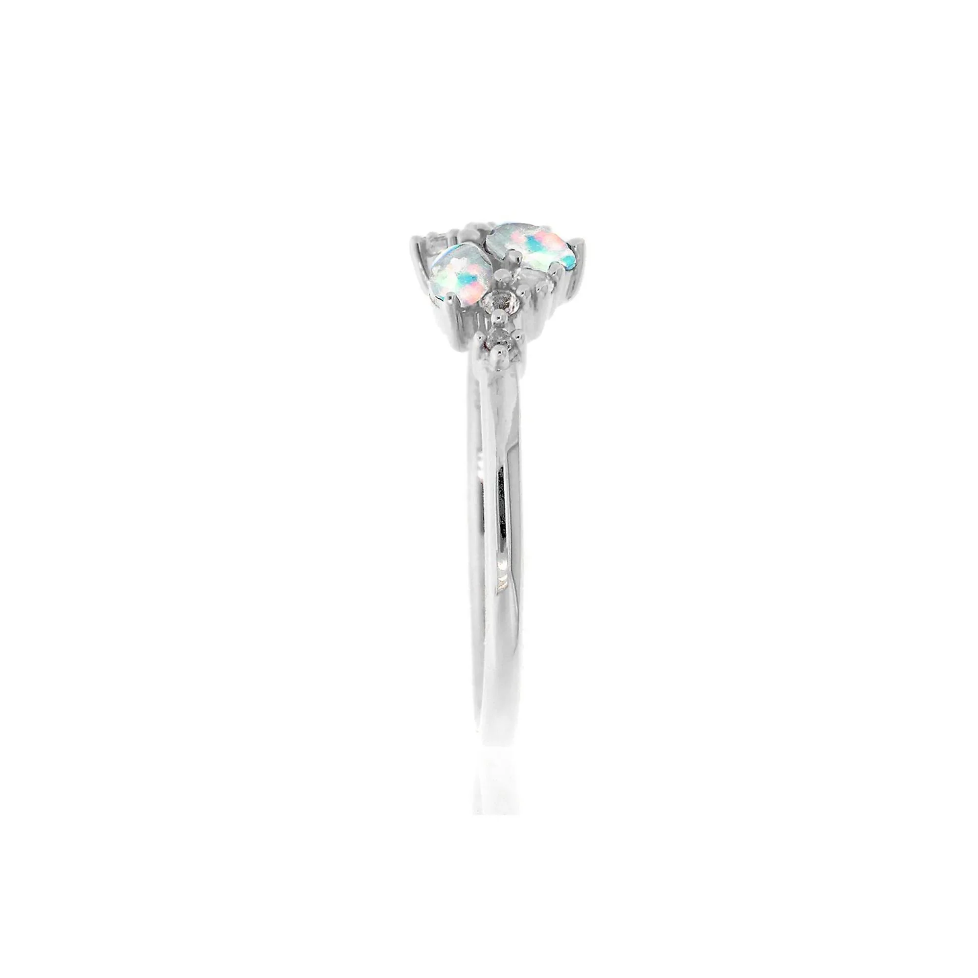 Lab Created Opal & White Sapphire Stack Ring .925 Sterling Silver Size 6.5 - Image 3