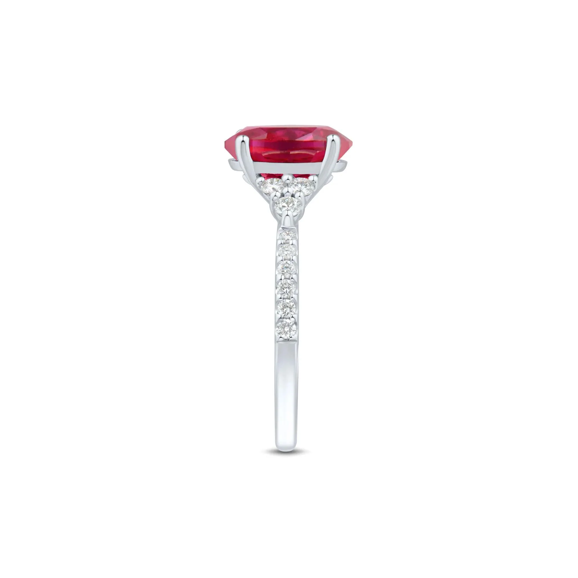 1/3 CT. Tw. Lab Grown Diamond and Lab-Created Ruby Ring 10K White Gold Round Brilliant Cut Size 7.5 1mm - Image 3