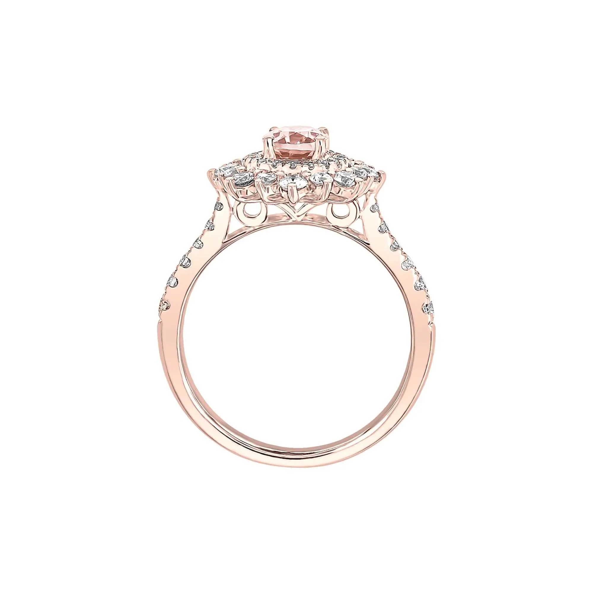 3/4 CT. Tw. Morganite & Diamond Ring 14K Rose Gold Round Brilliant Cut Size 6.5 - Image 2