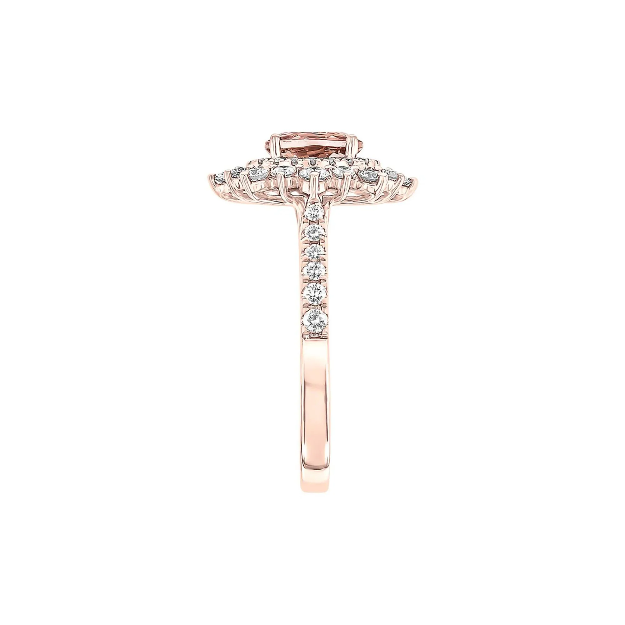 3/4 CT. Tw. Morganite & Diamond Ring 14K Rose Gold Round Brilliant Cut Size 8 - Image 3
