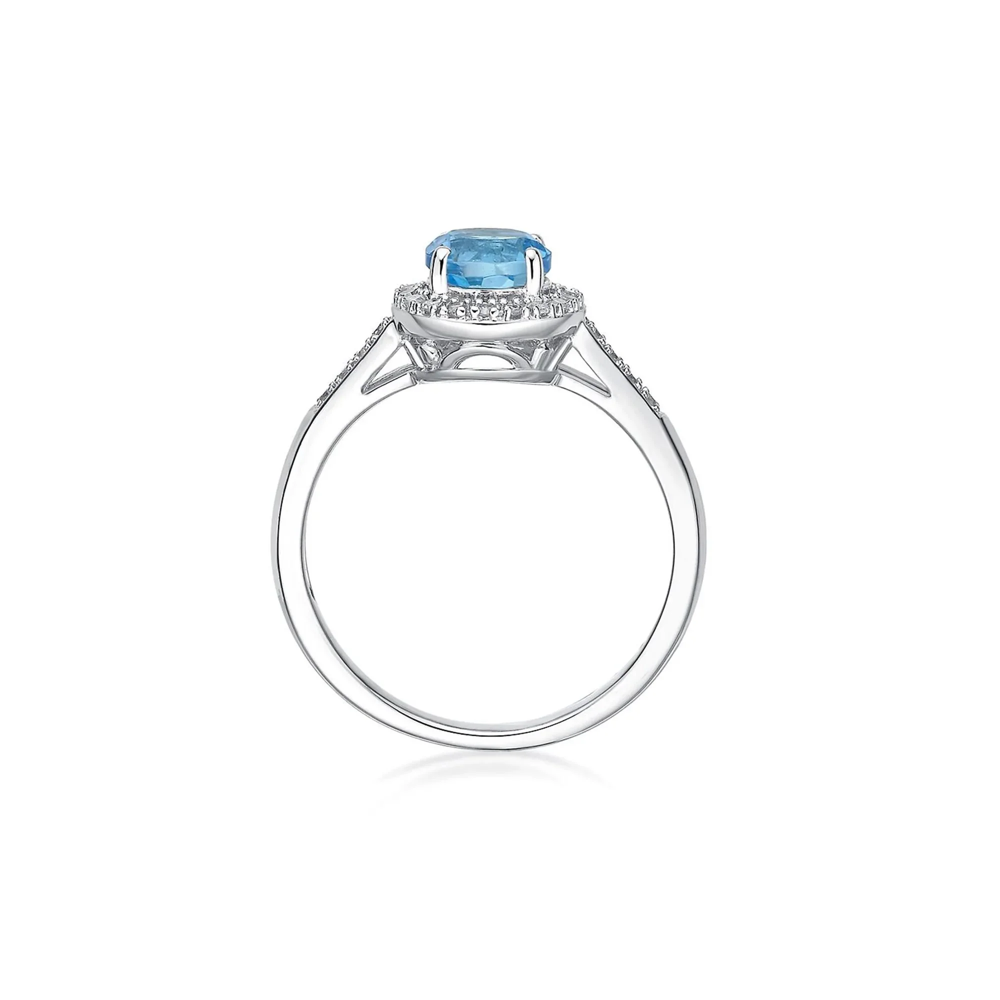 1/8 CT. Tw. Swiss Blue Topaz & Diamond Ring .925 Sterling Silver White Size 8 - Image 2