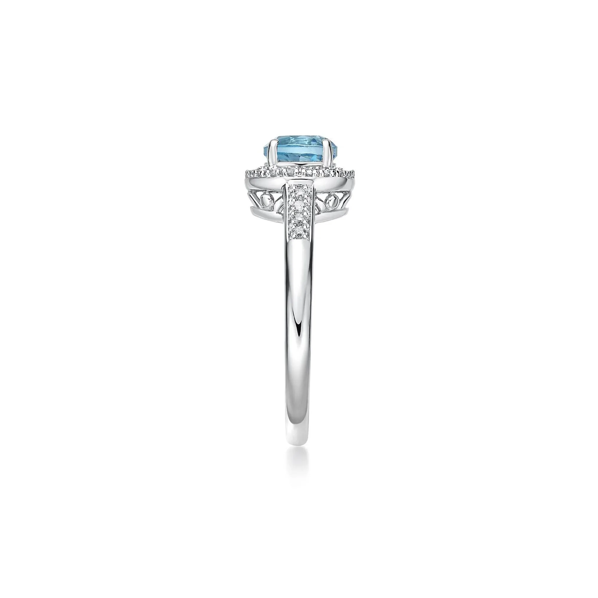 1/8 CT. Tw. Swiss Blue Topaz & Diamond Ring .925 Sterling Silver White Size 8 - Image 3