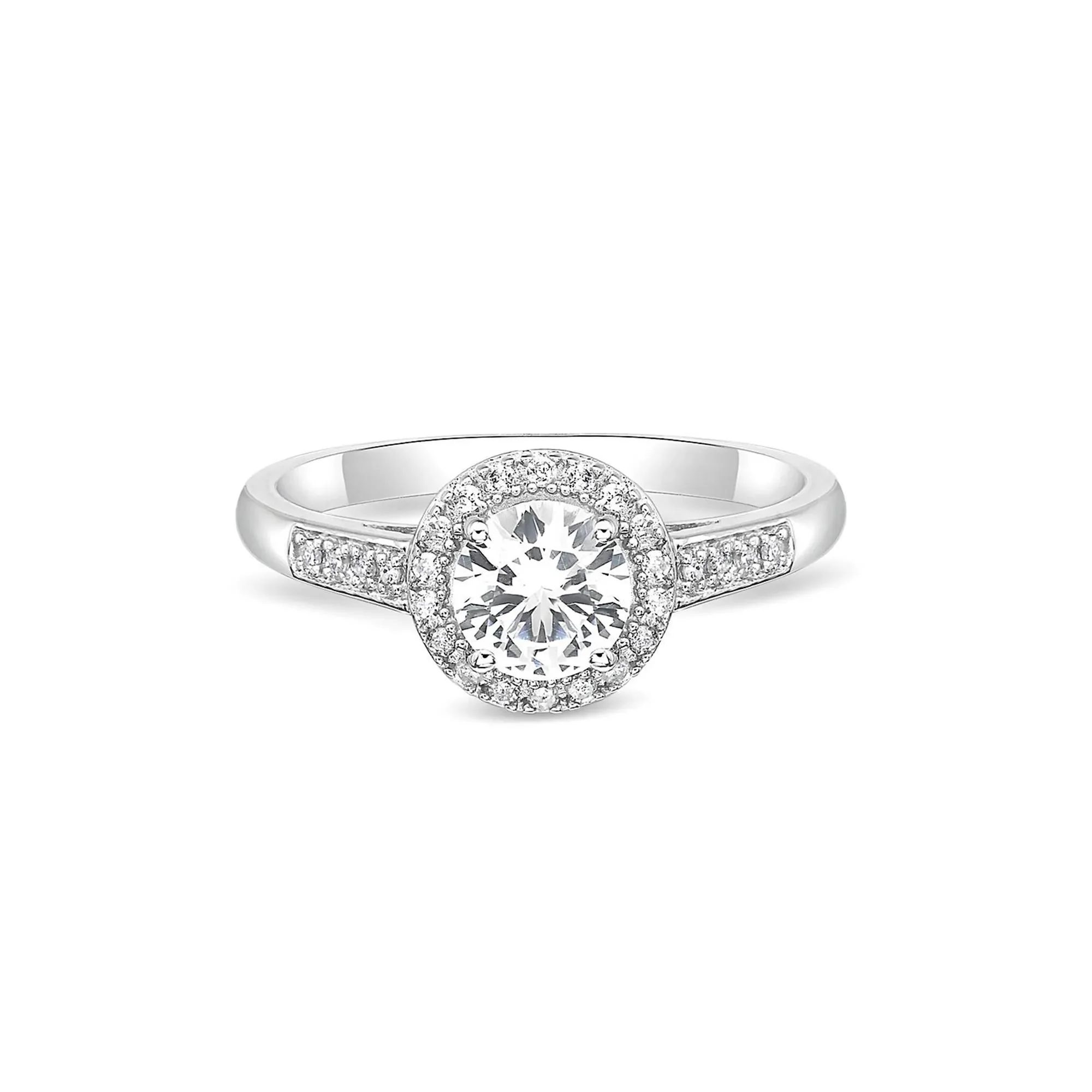1/8 CT. Tw. Lab Created White Sapphire & Diamond Ring .925 Sterling Silver Size 7.5