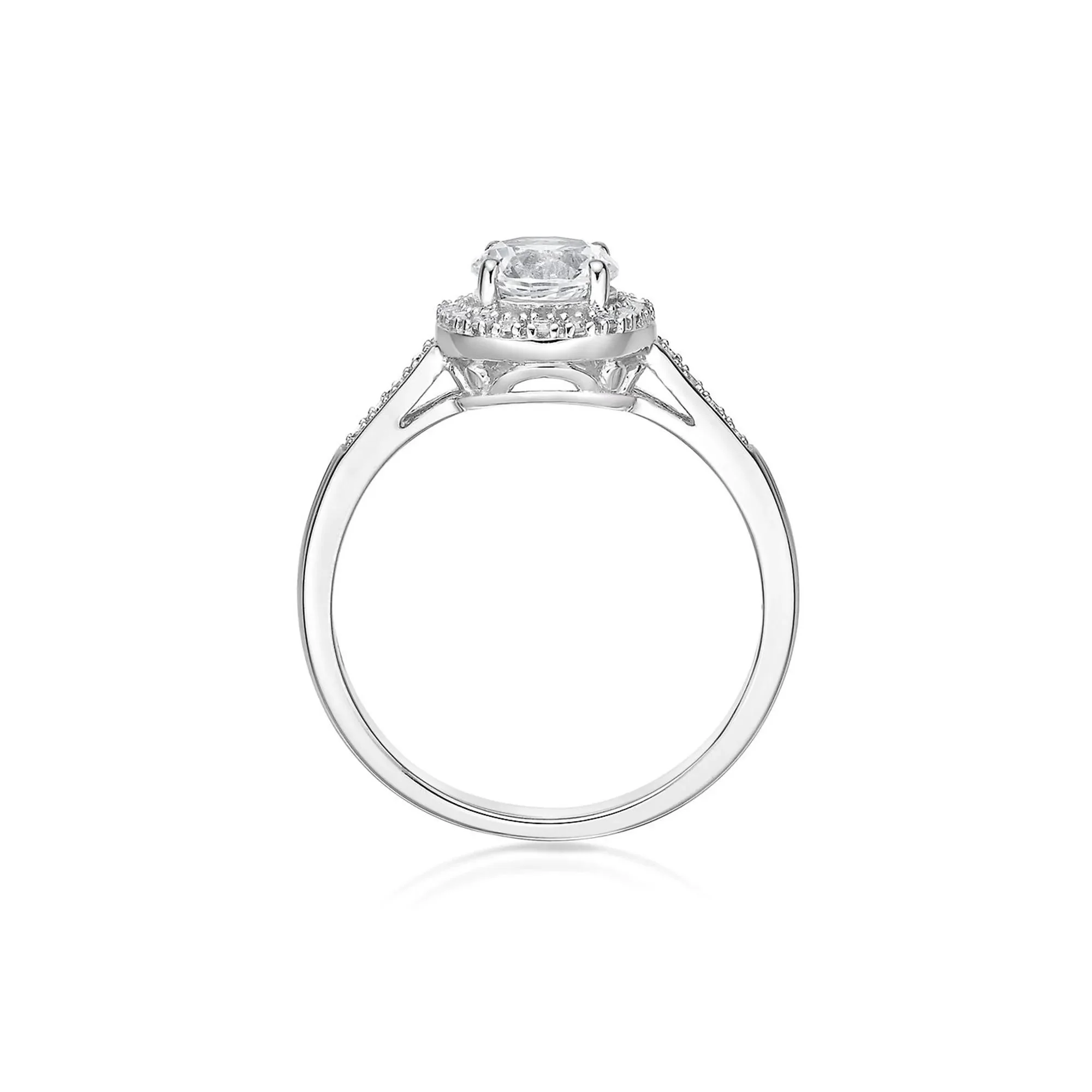 1/8 CT. Tw. Lab Created White Sapphire & Diamond Ring .925 Sterling Silver Size 8.5 - Image 2