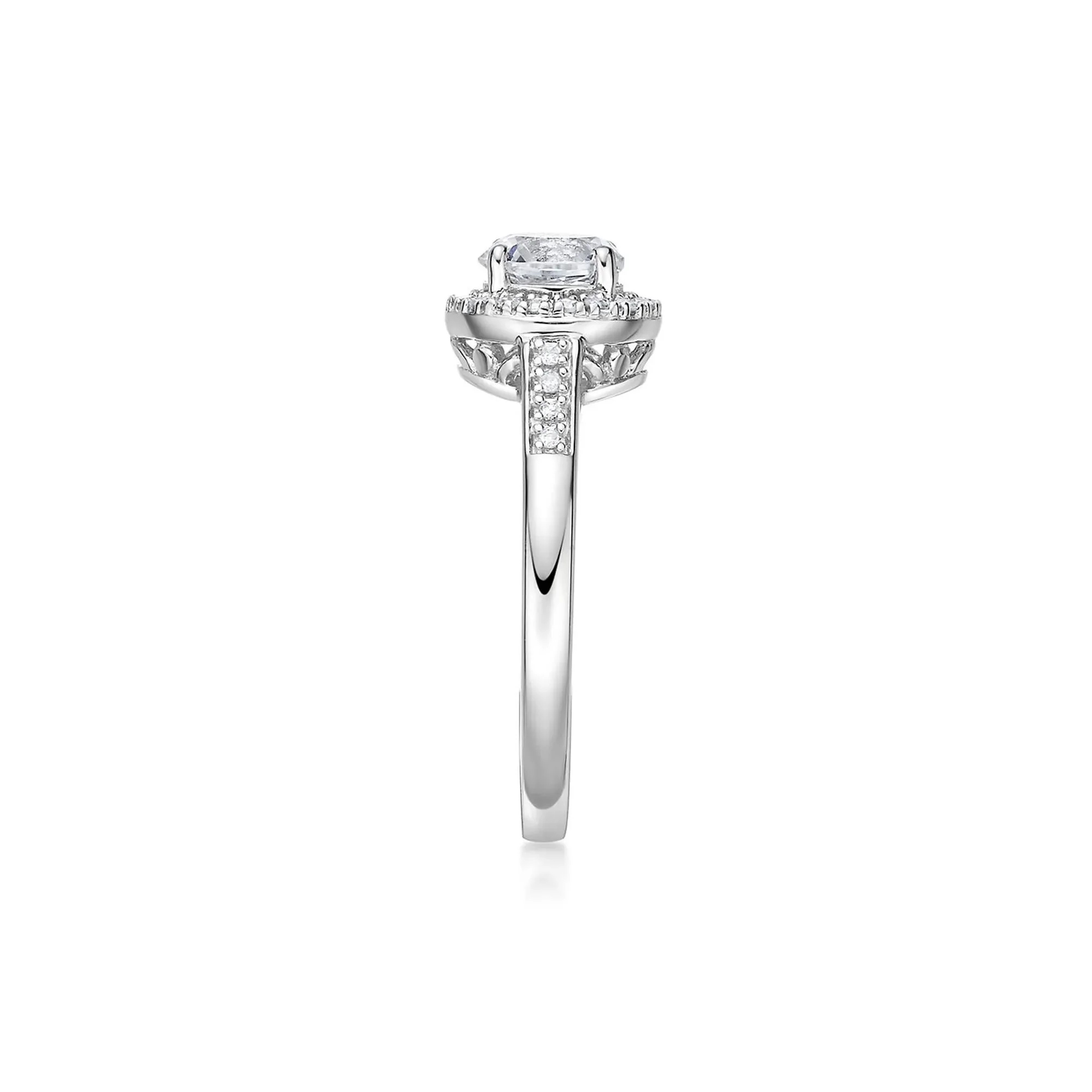 1/8 CT. Tw. Lab Created White Sapphire & Diamond Ring .925 Sterling Silver Size 8.5 - Image 3