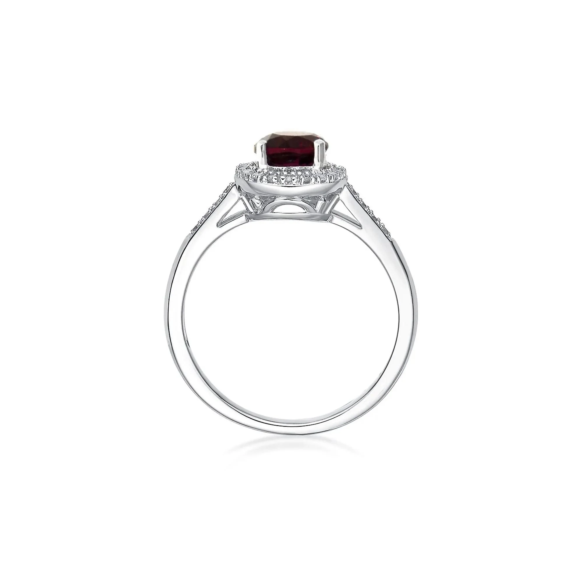 1/8 CT. Tw. Garnet & Diamond Ring .925 Sterling Silver White Size 8.5 - Image 2