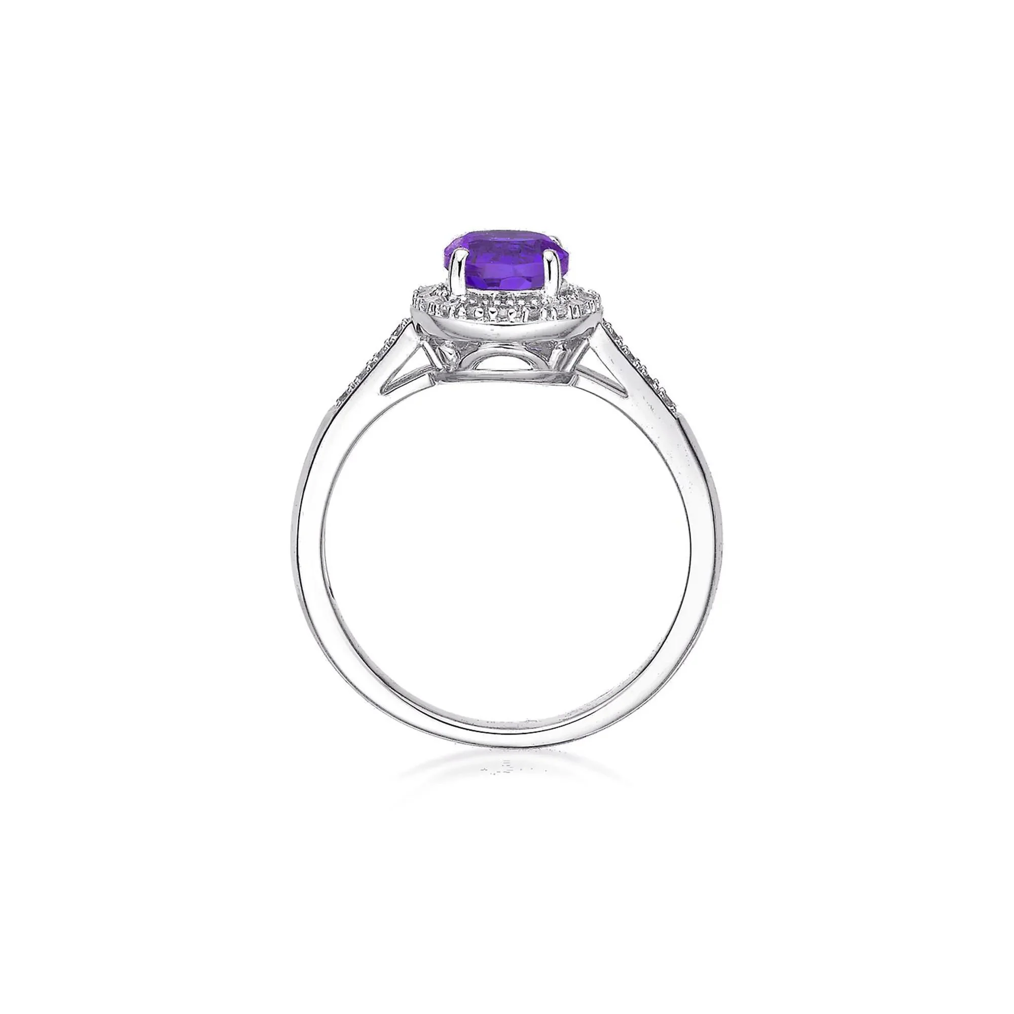 1/8 CT. Tw. Amethyst & Diamond Ring .925 Sterling Silver White Size 8.5 - Image 2