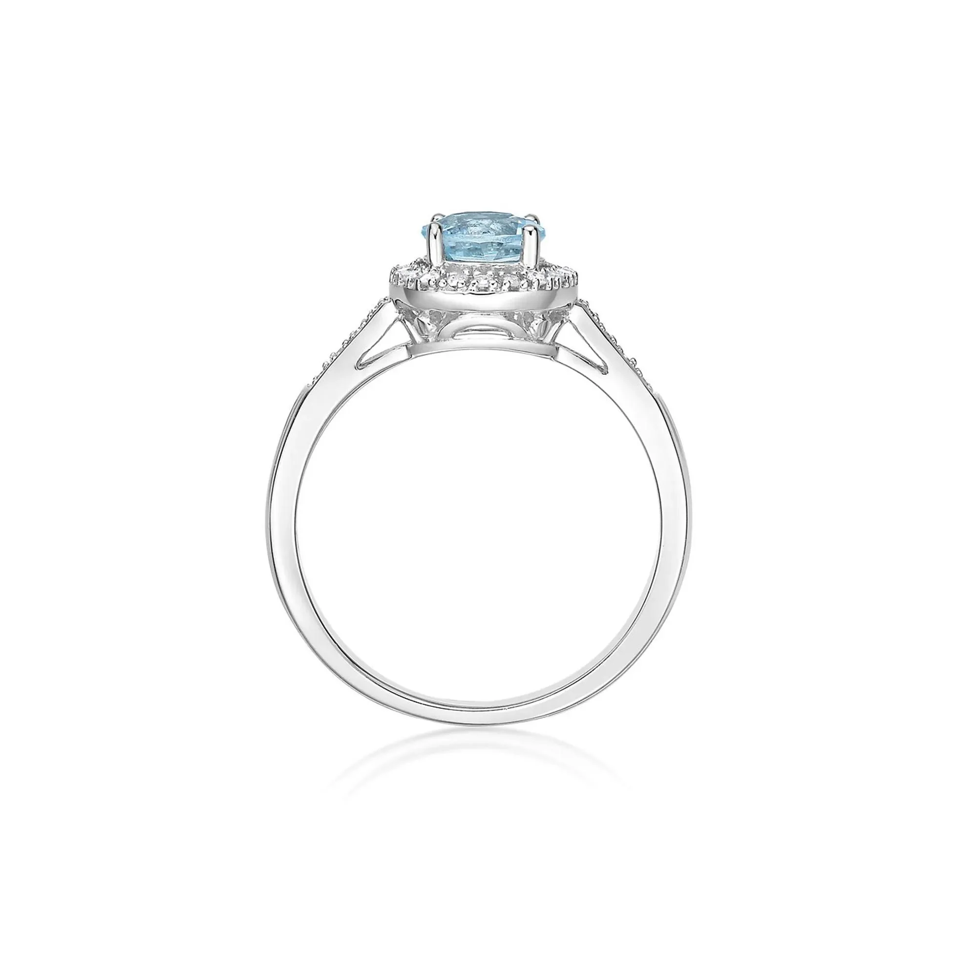 1/8 CT. Tw. Aquamarine & Diamond Ring .925 Sterling Silver White Size 6 - Image 2