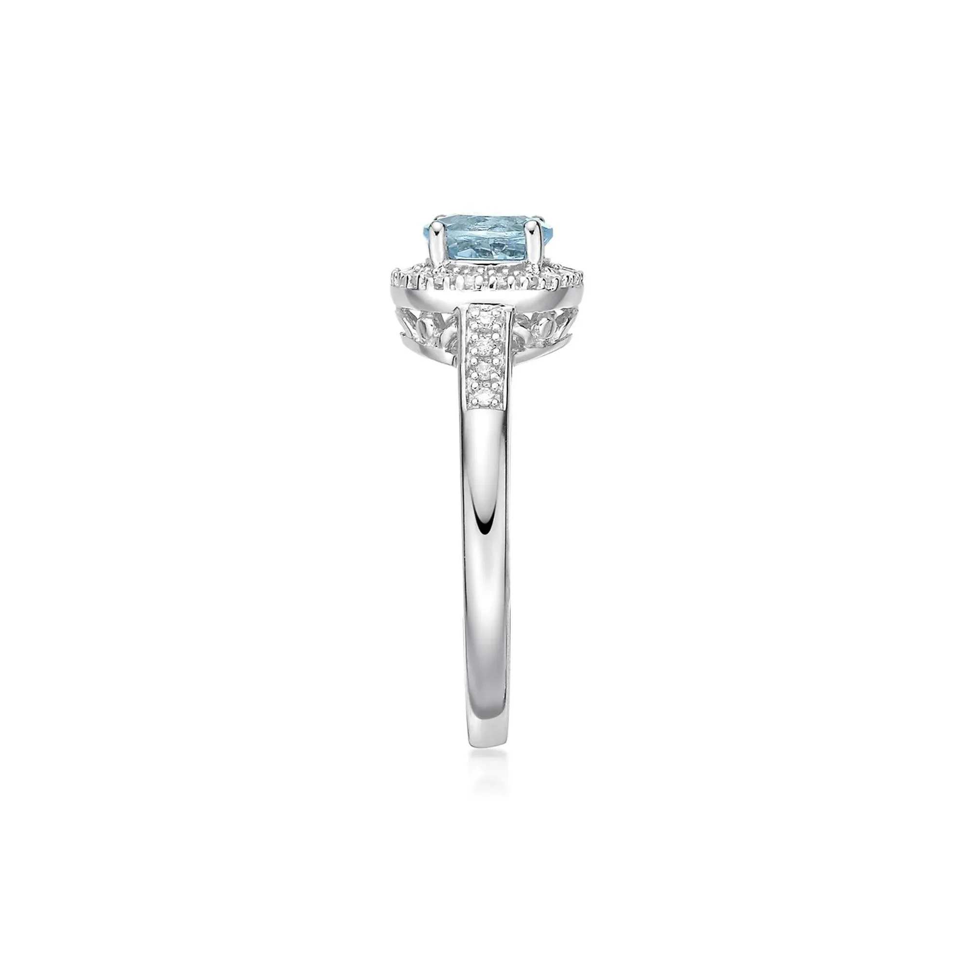 1/8 CT. Tw. Aquamarine & Diamond Ring .925 Sterling Silver White Size 6.5 - Image 3