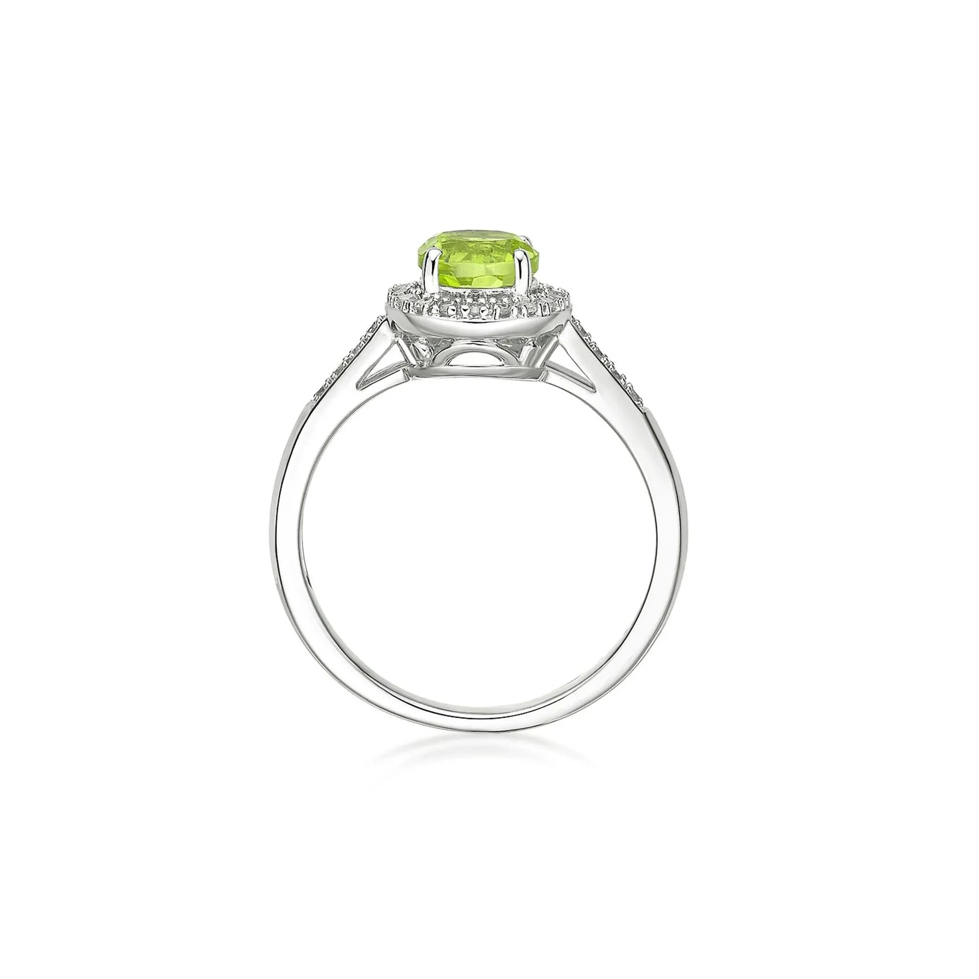 1/8 CT. Tw. Peridot & Diamond Ring .925 Sterling Silver White Size 7 - Image 2