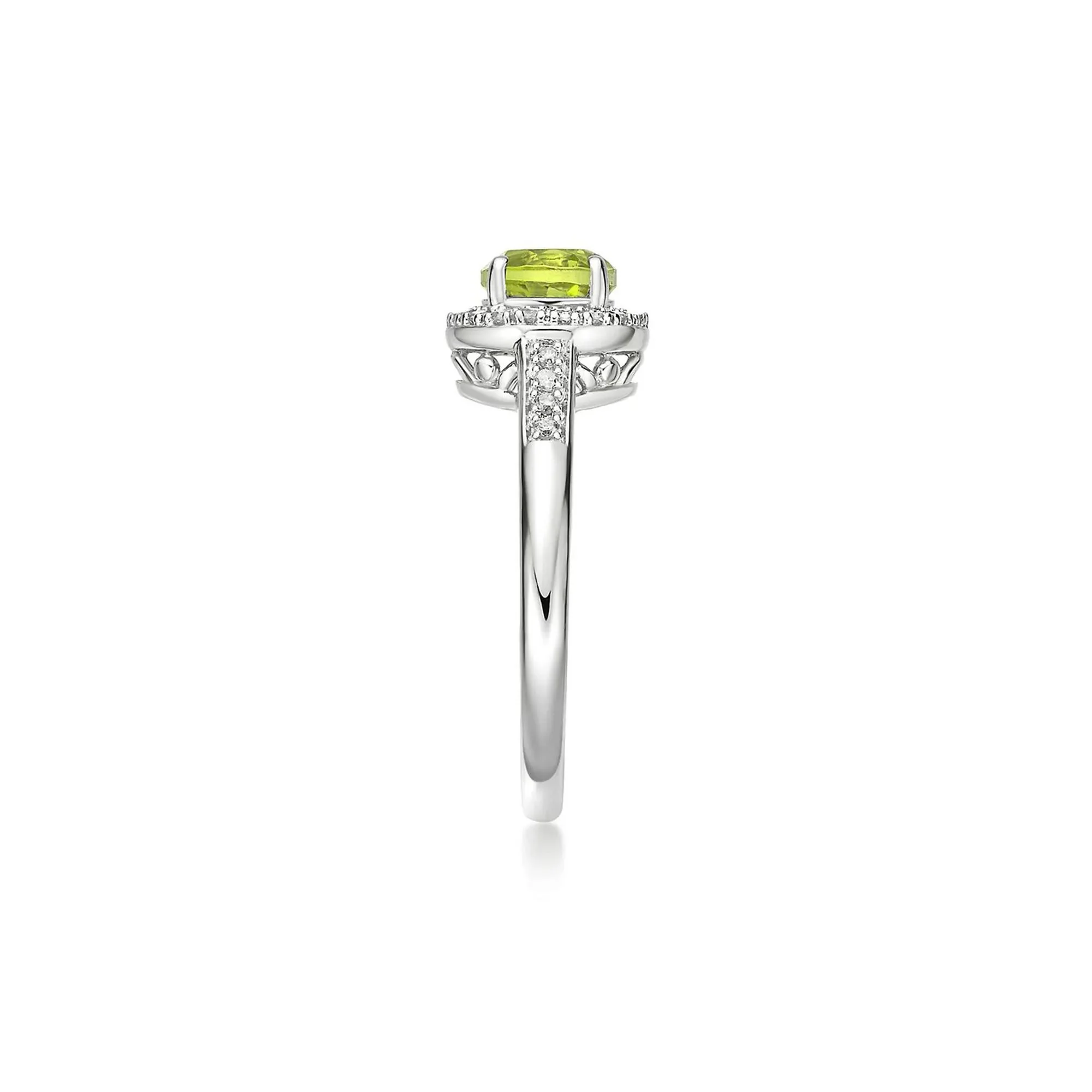 1/8 CT. Tw. Peridot & Diamond Ring .925 Sterling Silver White Size 7.5 - Image 3