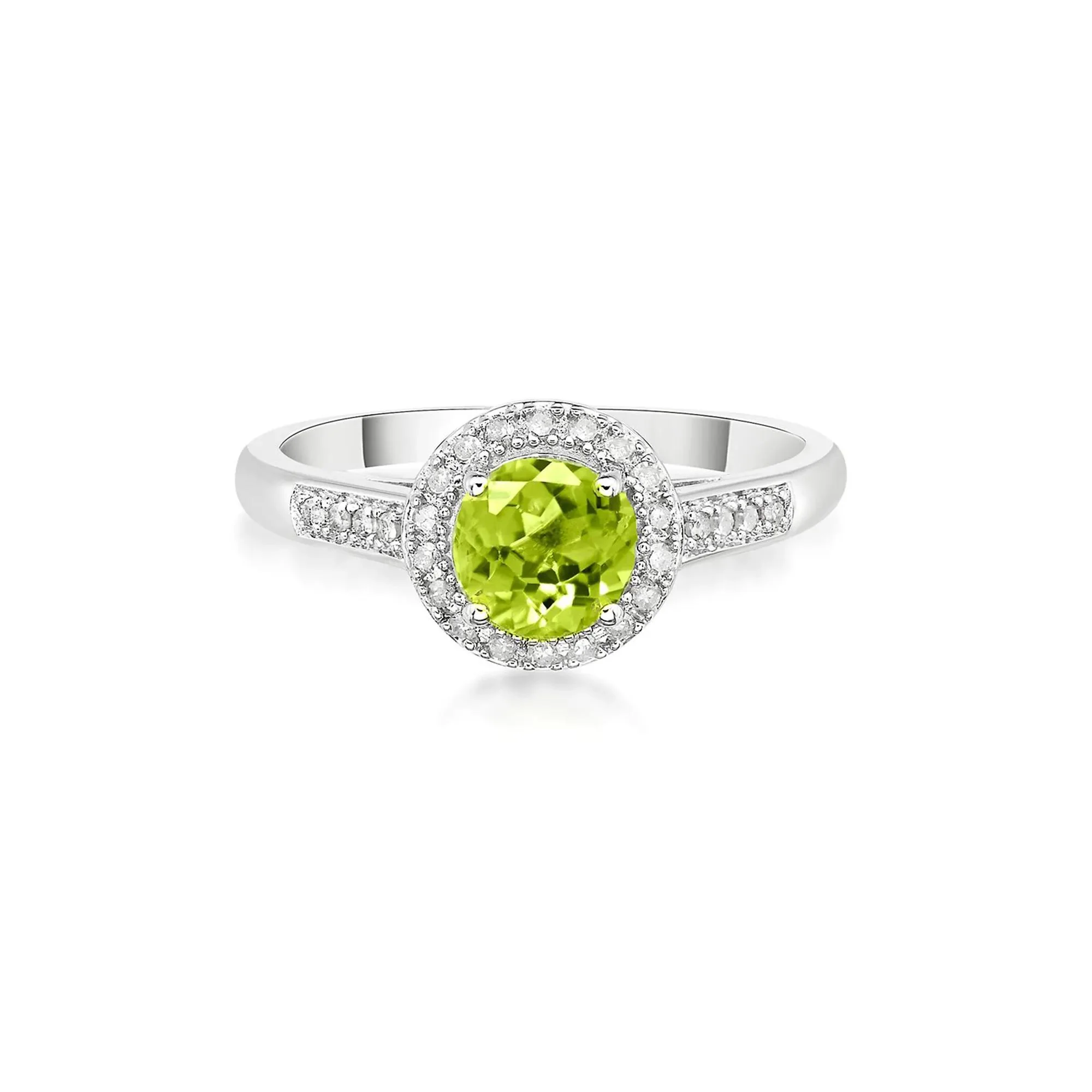 1/8 CT. Tw. Peridot & Diamond Ring .925 Sterling Silver White Size 8.5