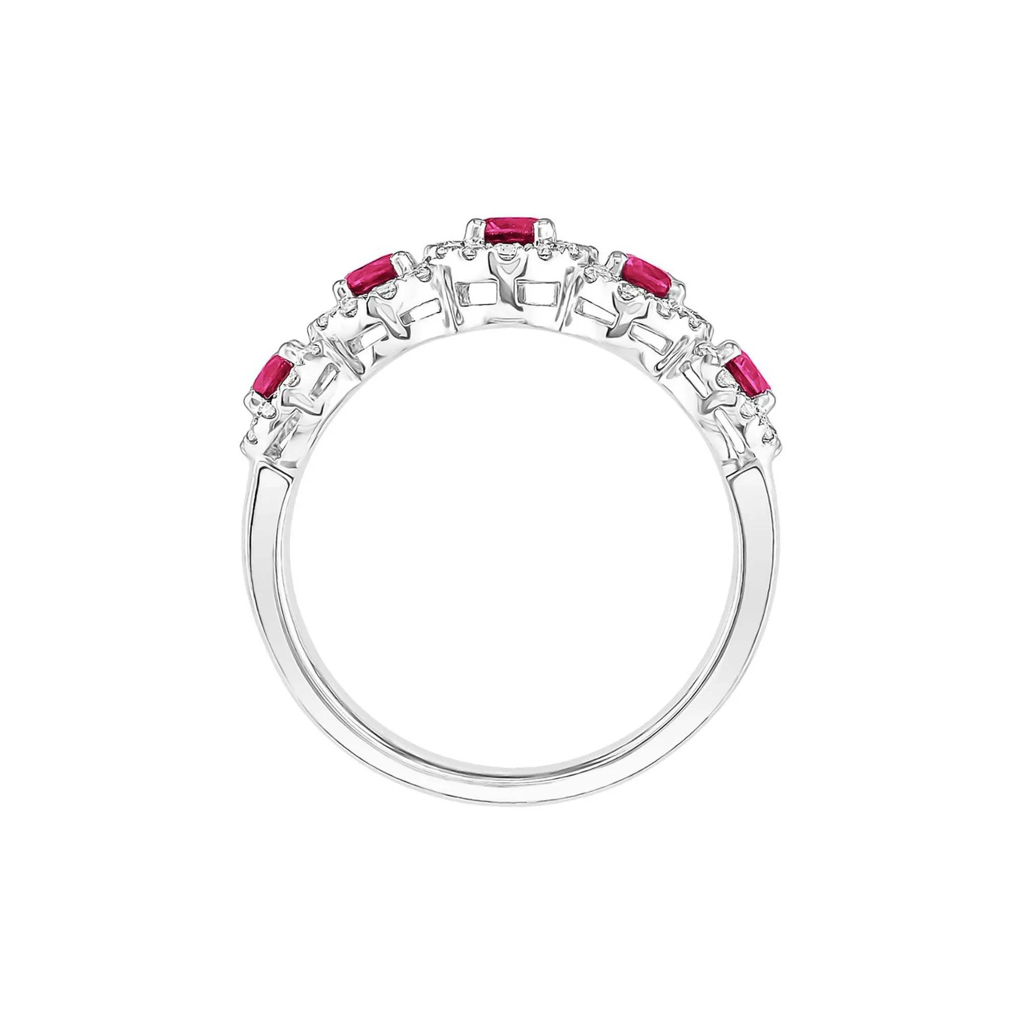 1/3 CT. Tw. Ruby & Diamond Ring 14K White Gold Round Brilliant Cut Size 6.5 - Image 2