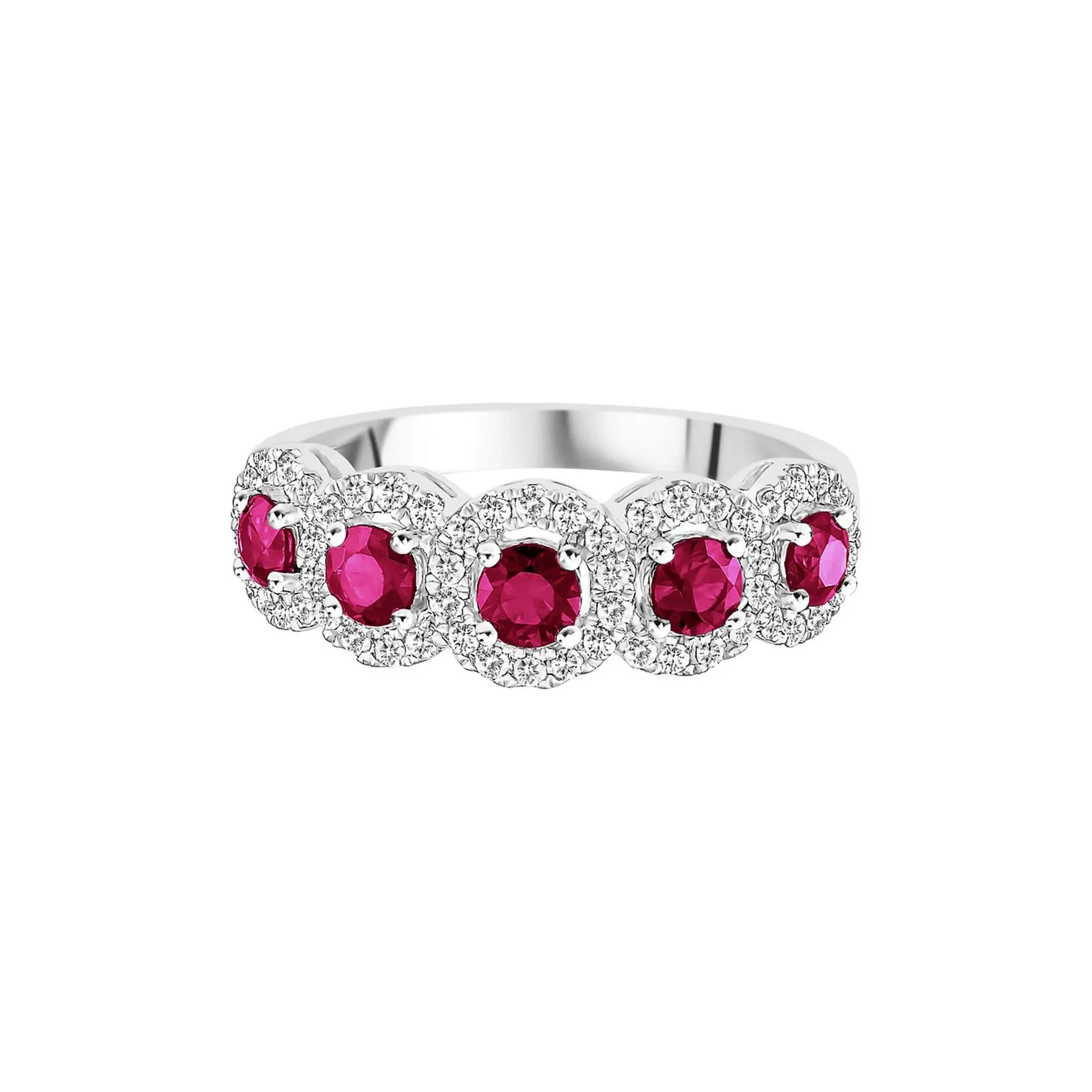 1/3 CT. Tw. Ruby & Diamond Ring 14K White Gold Round Brilliant Cut Size 7