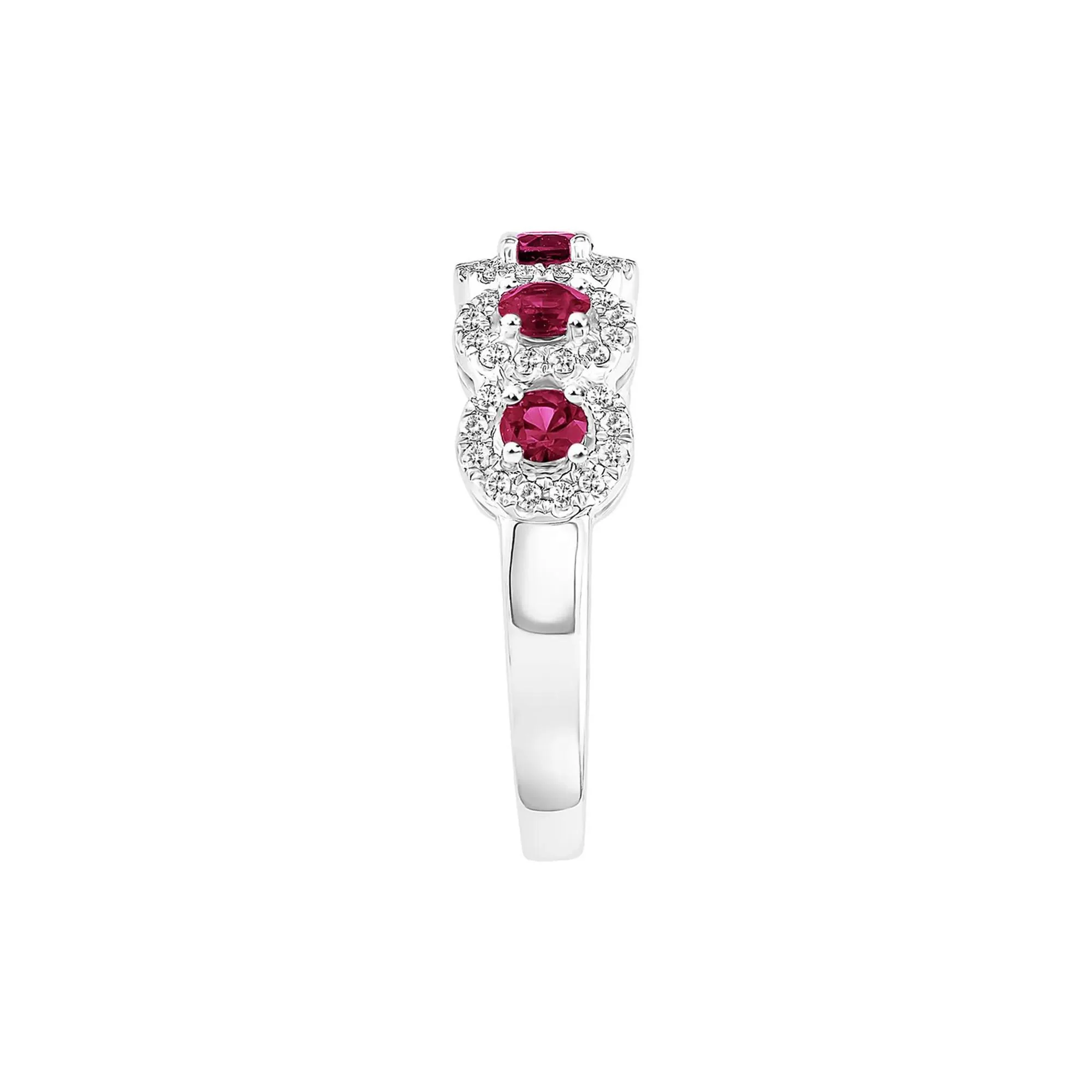 1/3 CT. Tw. Ruby & Diamond Ring 14K White Gold Round Brilliant Cut Size 7.5 - Image 3