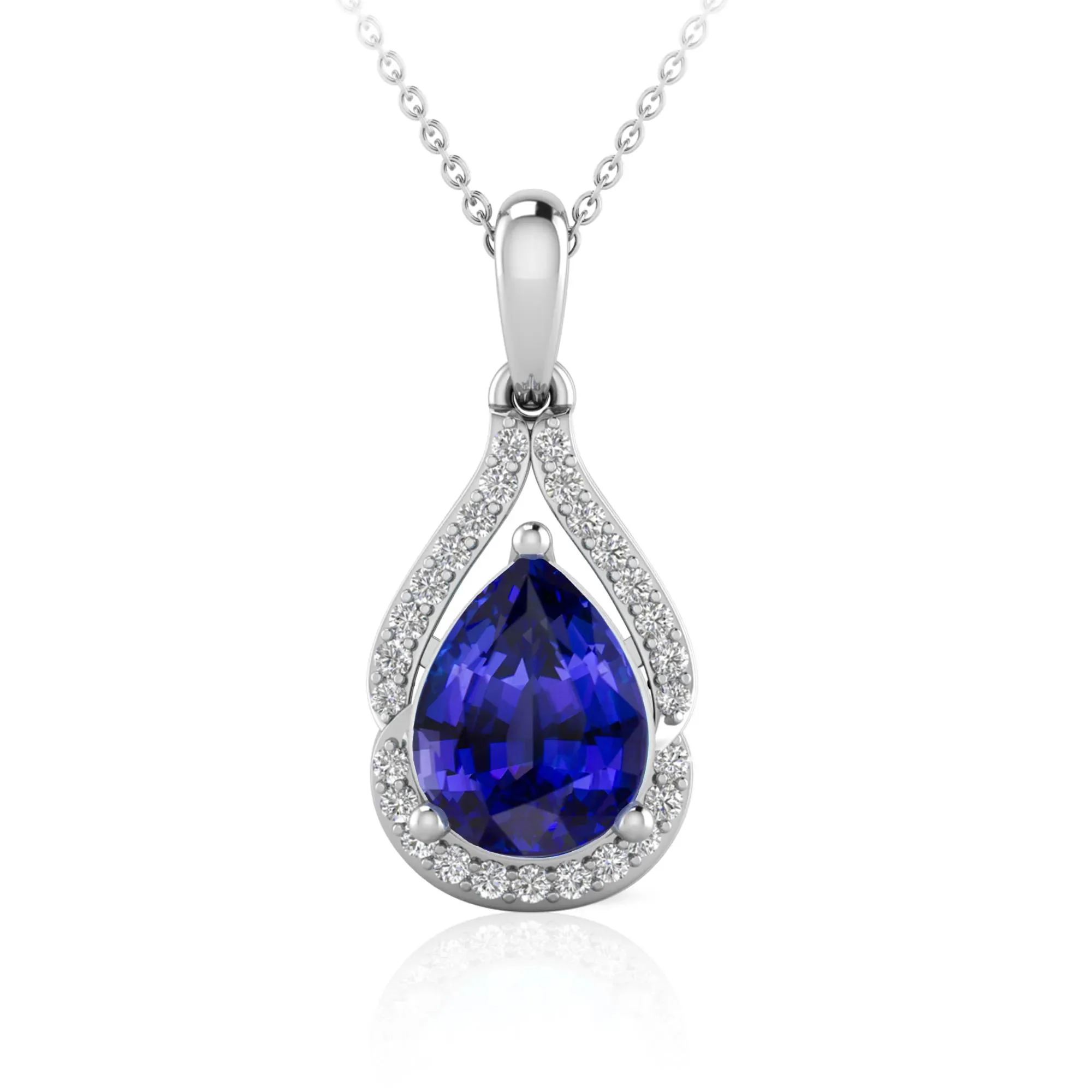 1/7 CT. Tw. Tanzanite & Diamond Pendant Necklace 10K White Gold Size 18"