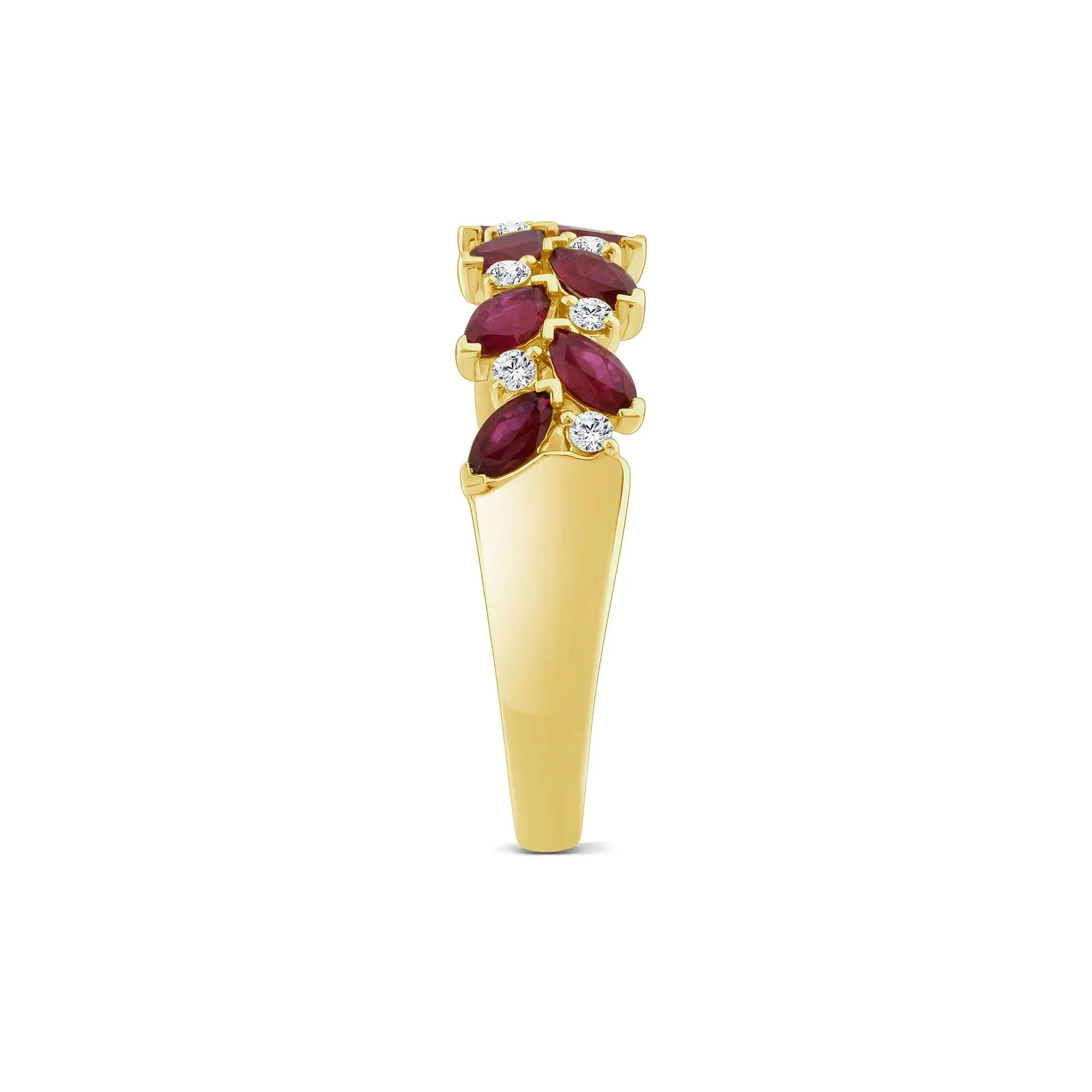 1/8 CT. Tw. Ruby & Diamond Band Ring 10K Yellow Gold Round Brilliant Cut Size 9 - Image 3